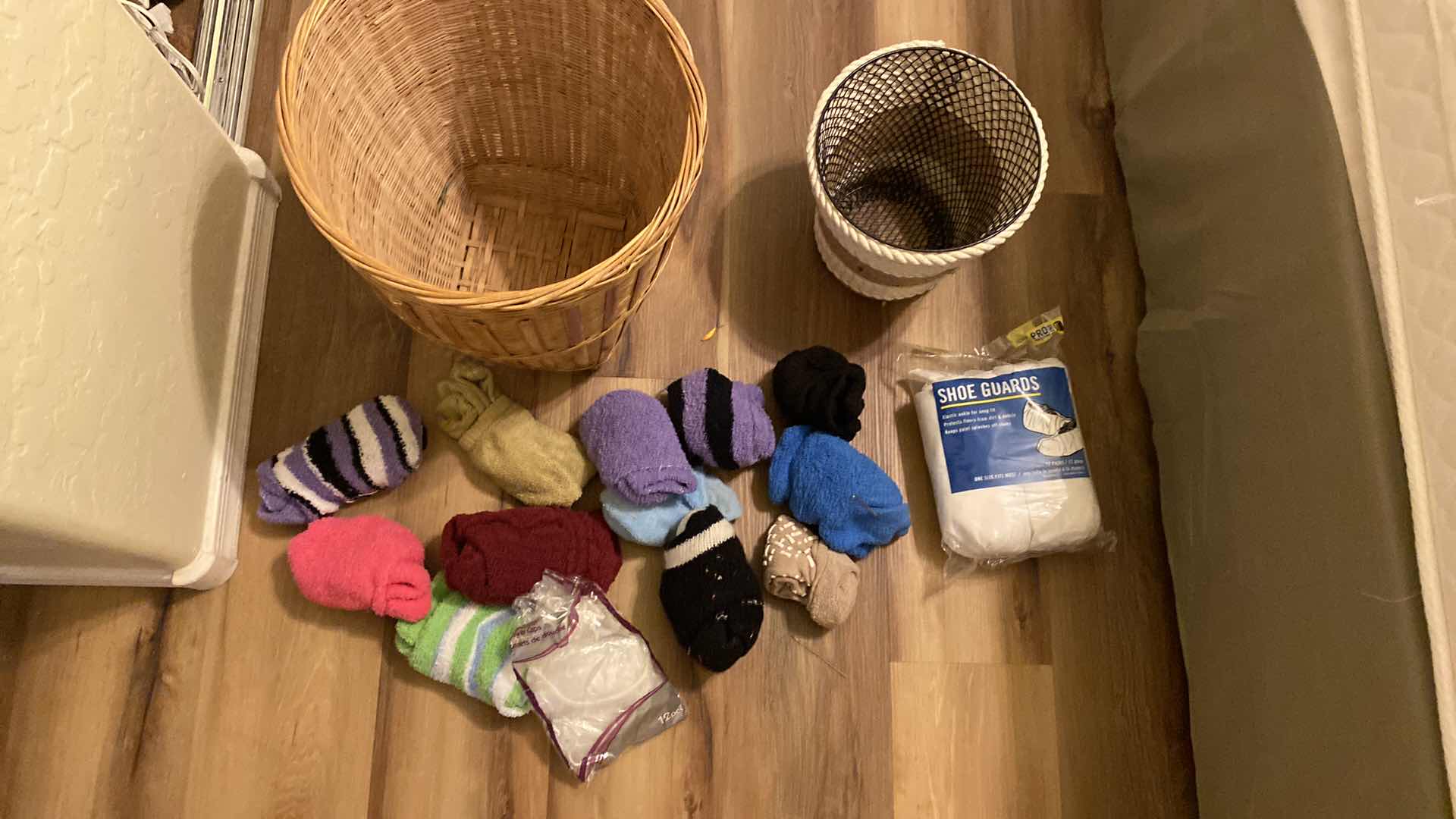 Photo 2 of BASKET, TRASH CAN WITH SLIPPER SOCKS AND SHOE GUARDS
