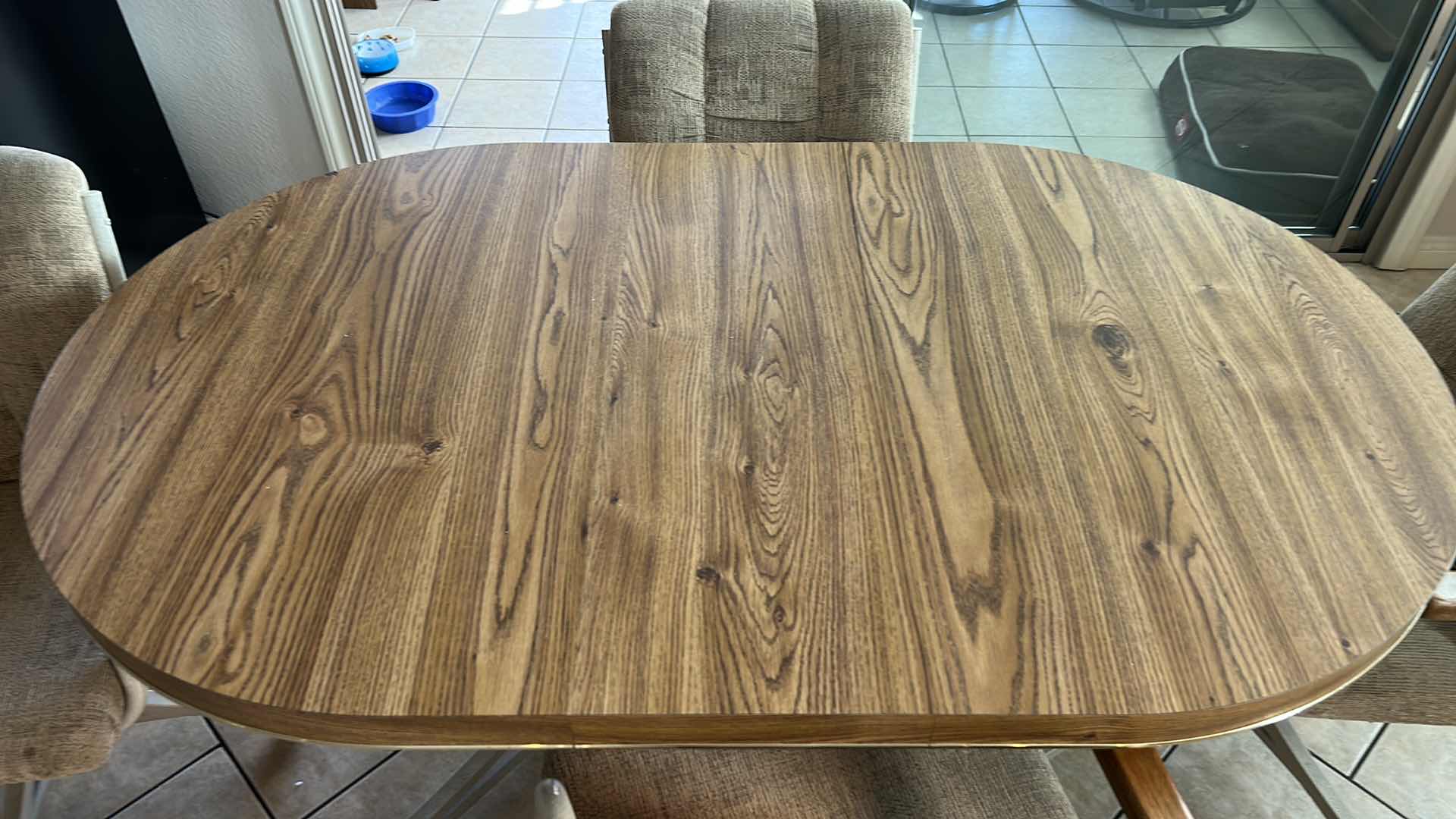 Photo 5 of DINING ROOM TABLE AND FOUR CHAIRS ON WHEELS INCLUDES 1 LEAF TOTAL WIDTH WITH 11.5” LEAF IS 59” x 36”