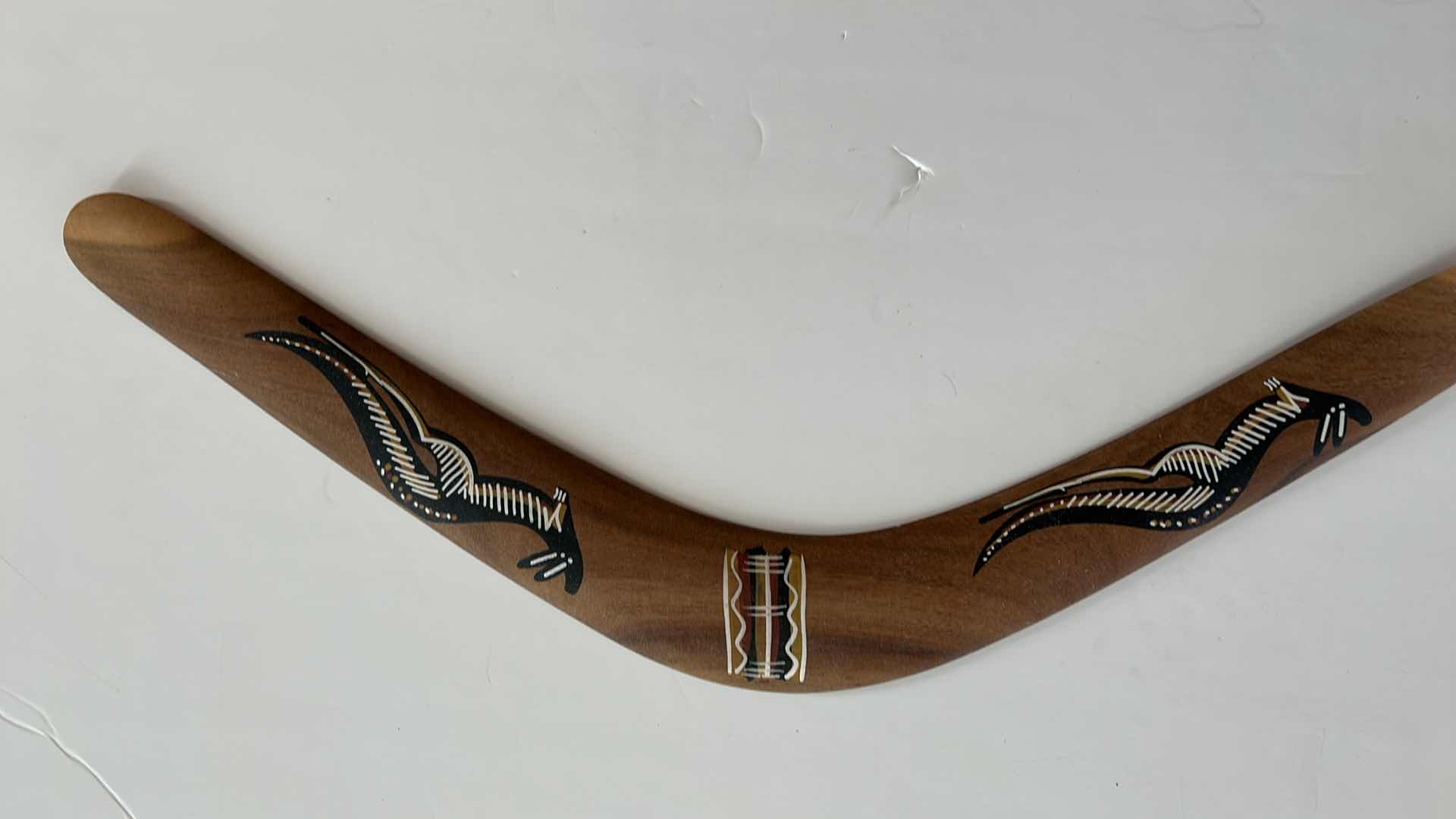 Photo 2 of WOOD HANDPAINTED 22” BOOMERANG FROM AUSTRALIA