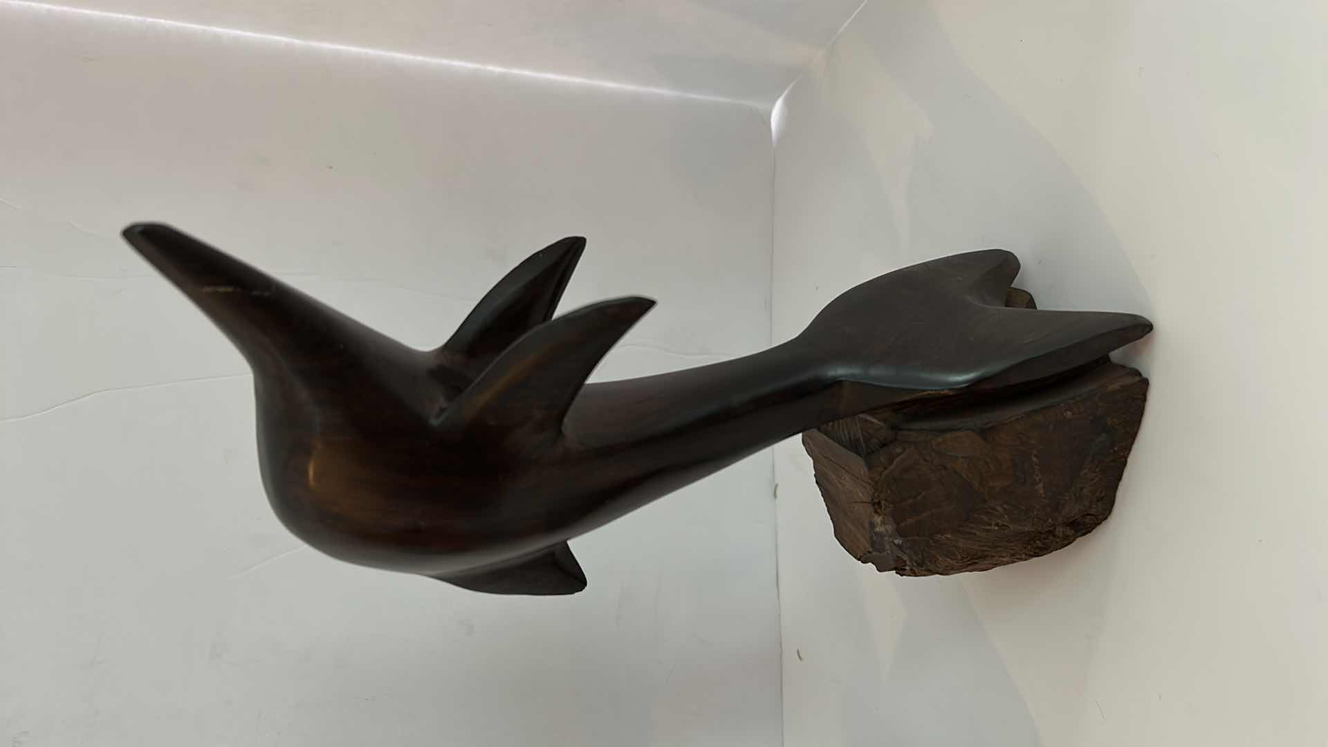 Photo 2 of SOLID IRONWOOD  DOLPHIN SCULPTURES TALLEST H 12.5”