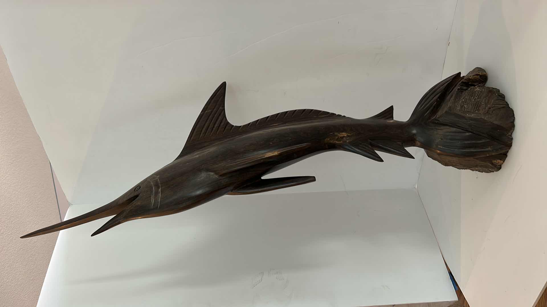 Photo 5 of SOLID IRONWOOD  SWORDFISH SCULPTURE H34”