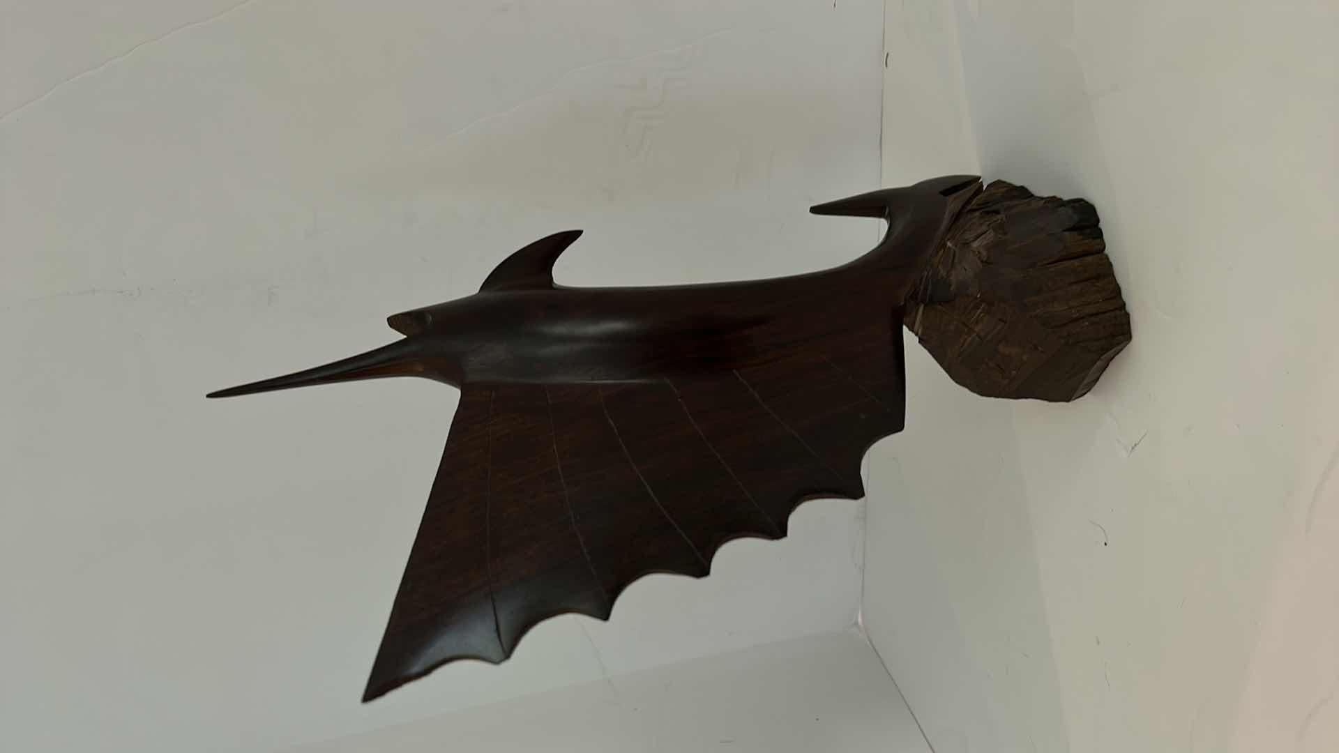 Photo 3 of SOLID IRONWOOD  SWORDFISH SCULPTURE H14.5”