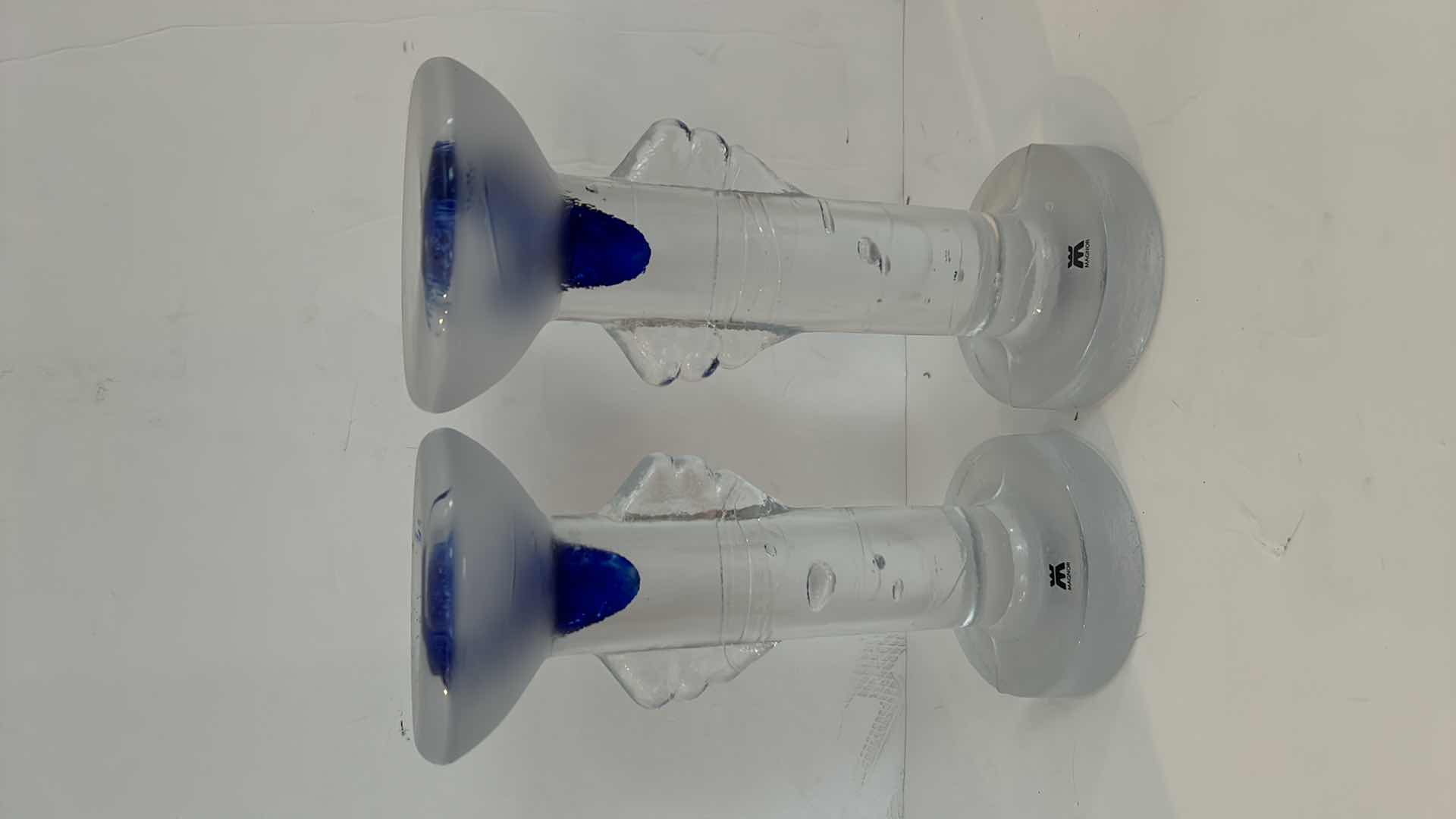 Photo 4 of MAGNOR GLASS BLOWN CANDLESTICKS FROM ITALY H9.5”