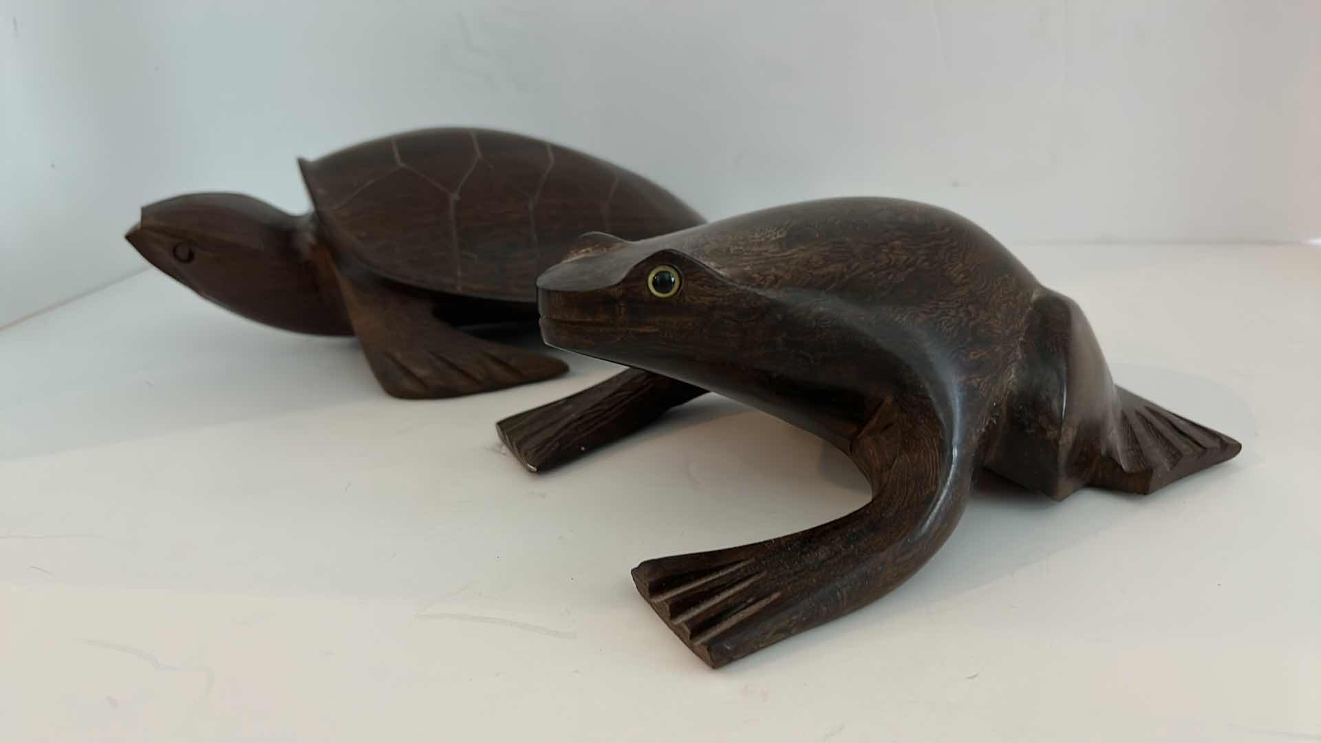 Photo 2 of 2 PIECE IRONWOOD SCULPTURES, TURTLE IS 10” x H4”