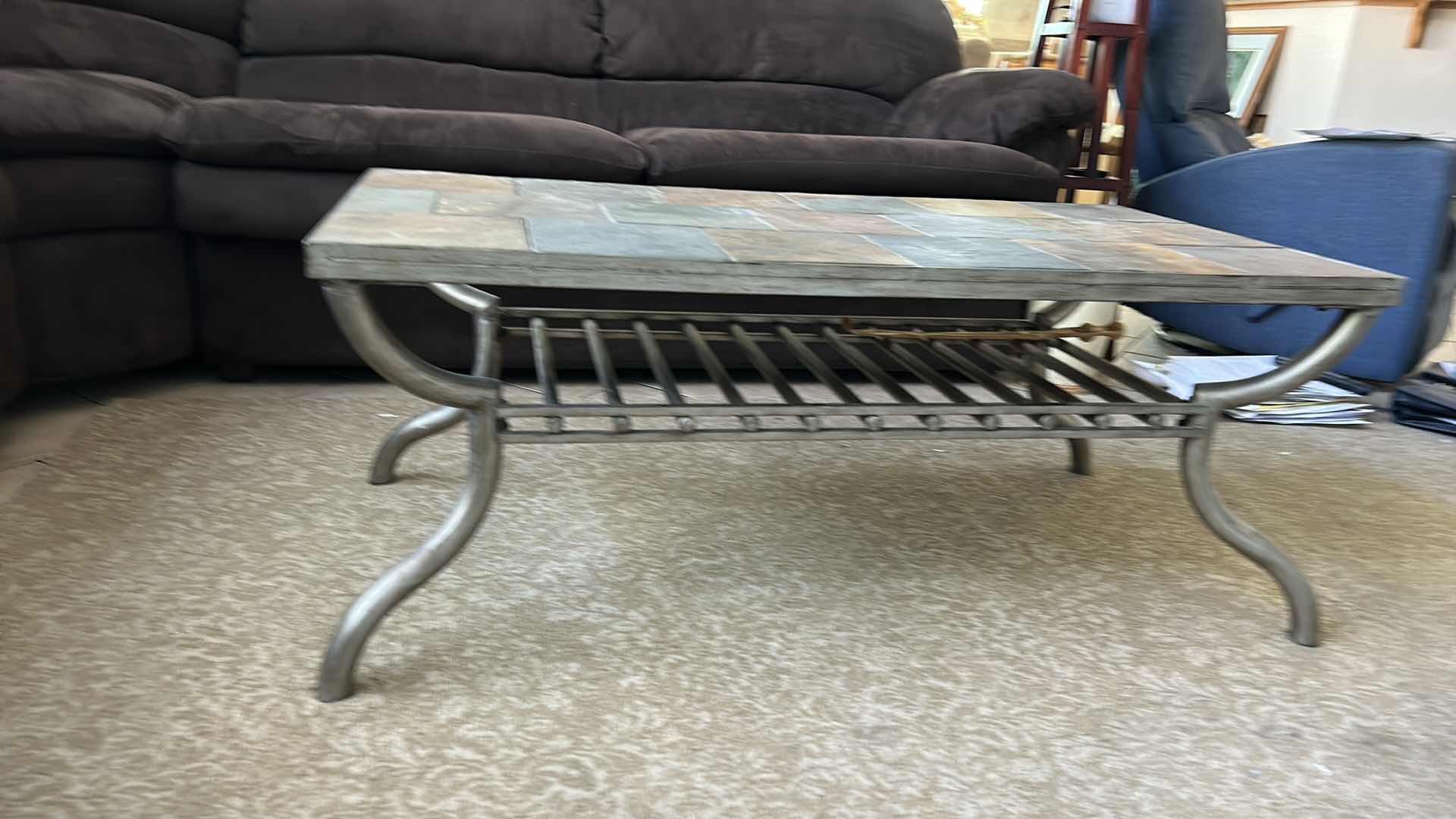 Photo 3 of SLATE AND METAL COFFEE TABLE 48” x 24”