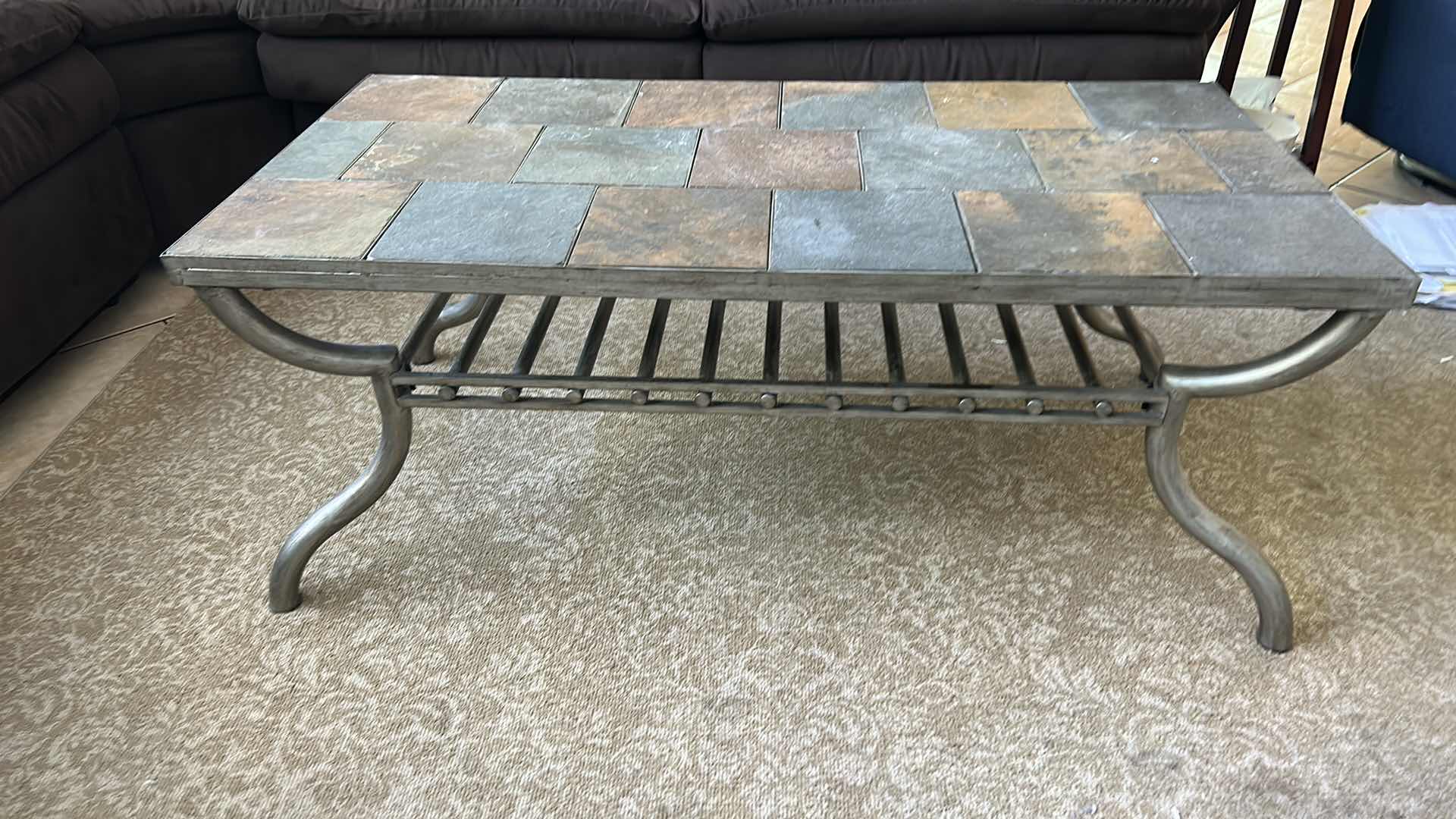 Photo 5 of SLATE AND METAL COFFEE TABLE 48” x 24”