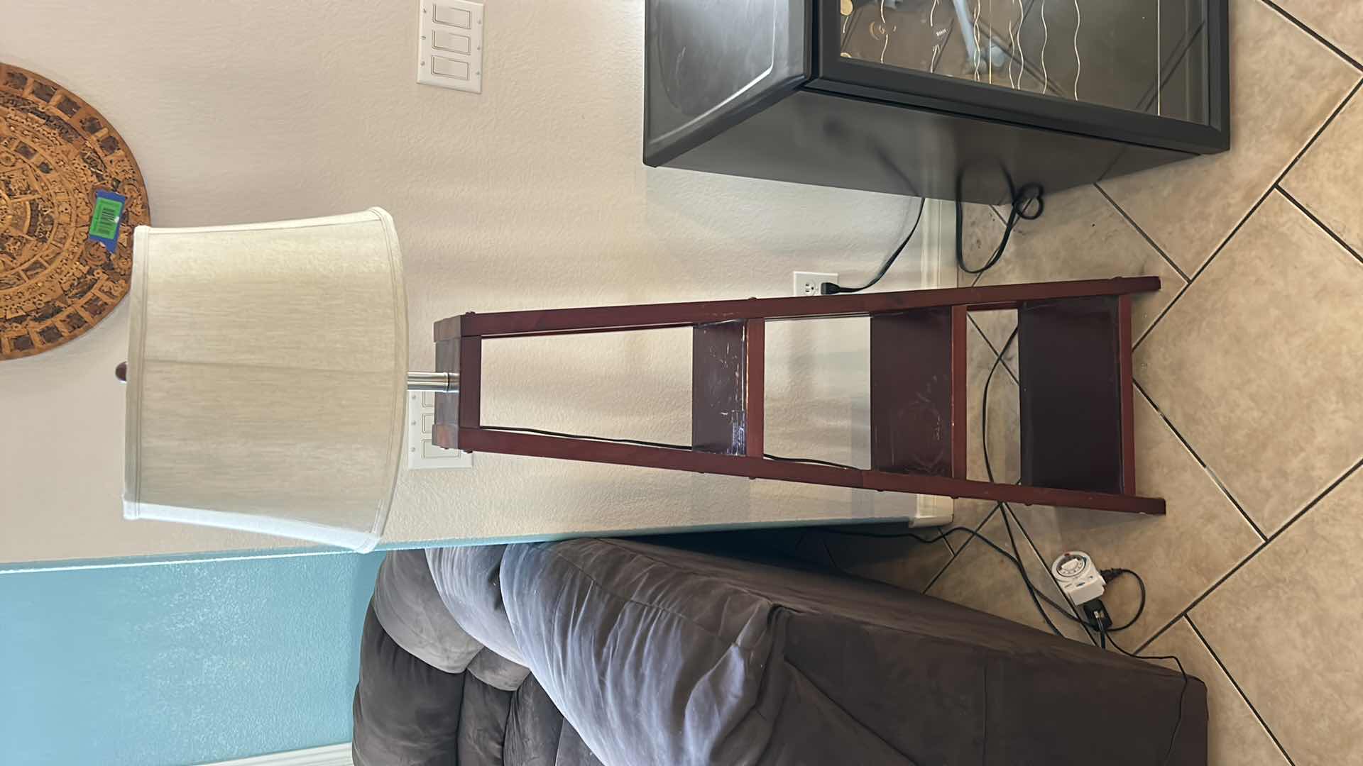 Photo 2 of WOOD FLOOR BOOKSHELF LAMP 17” x H64”