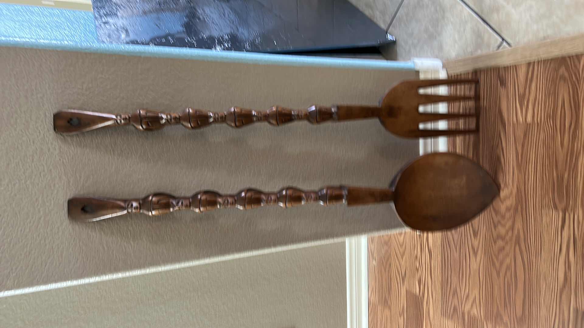 Photo 5 of TWO LARGE WOODEN UTENSILS H41”