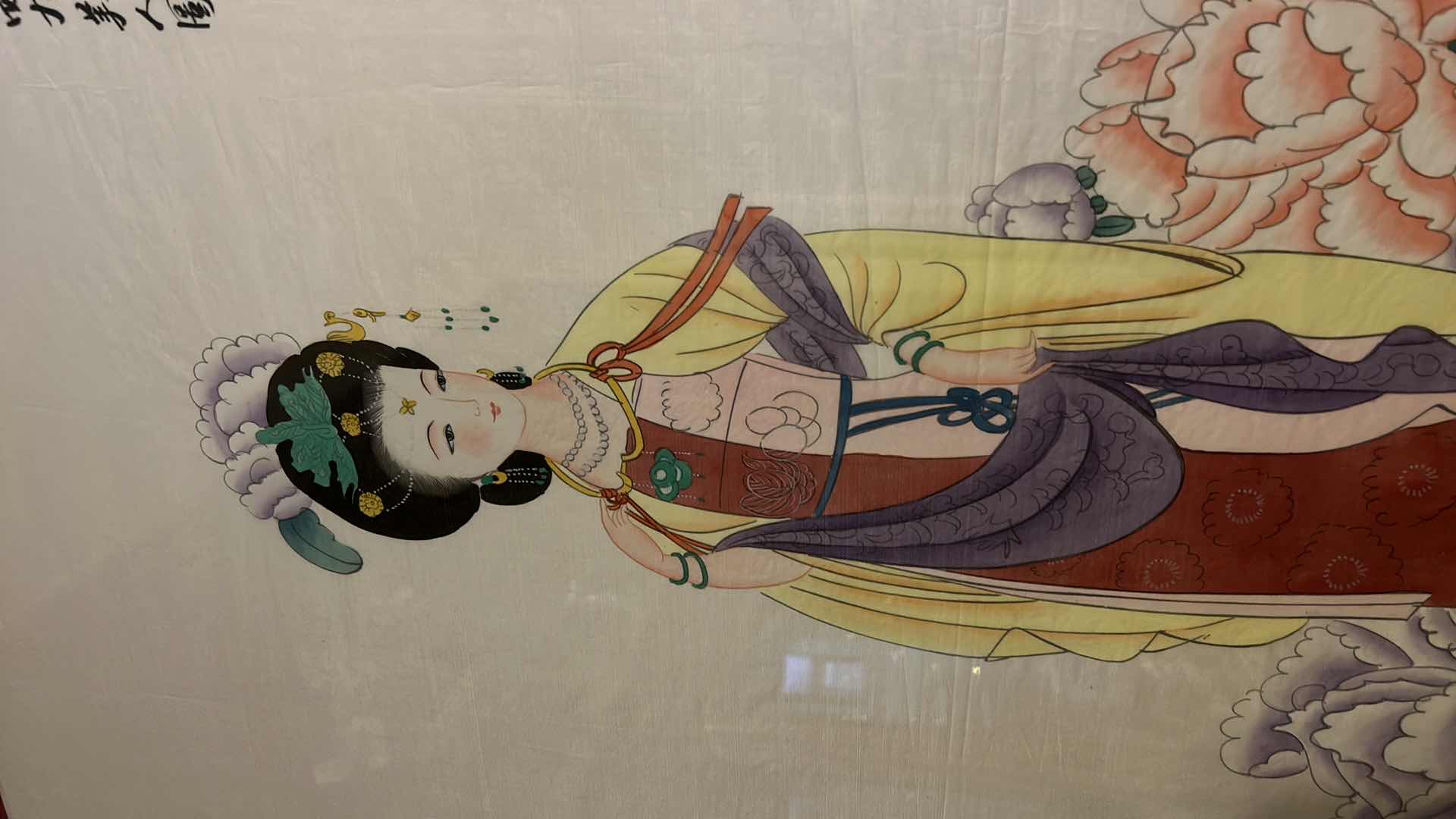 Photo 4 of ARTWORK BLACK AND GOLD FRAMED JAPANESE WOMAN ON RICE PAPER OR SCROLL 26” x 42”