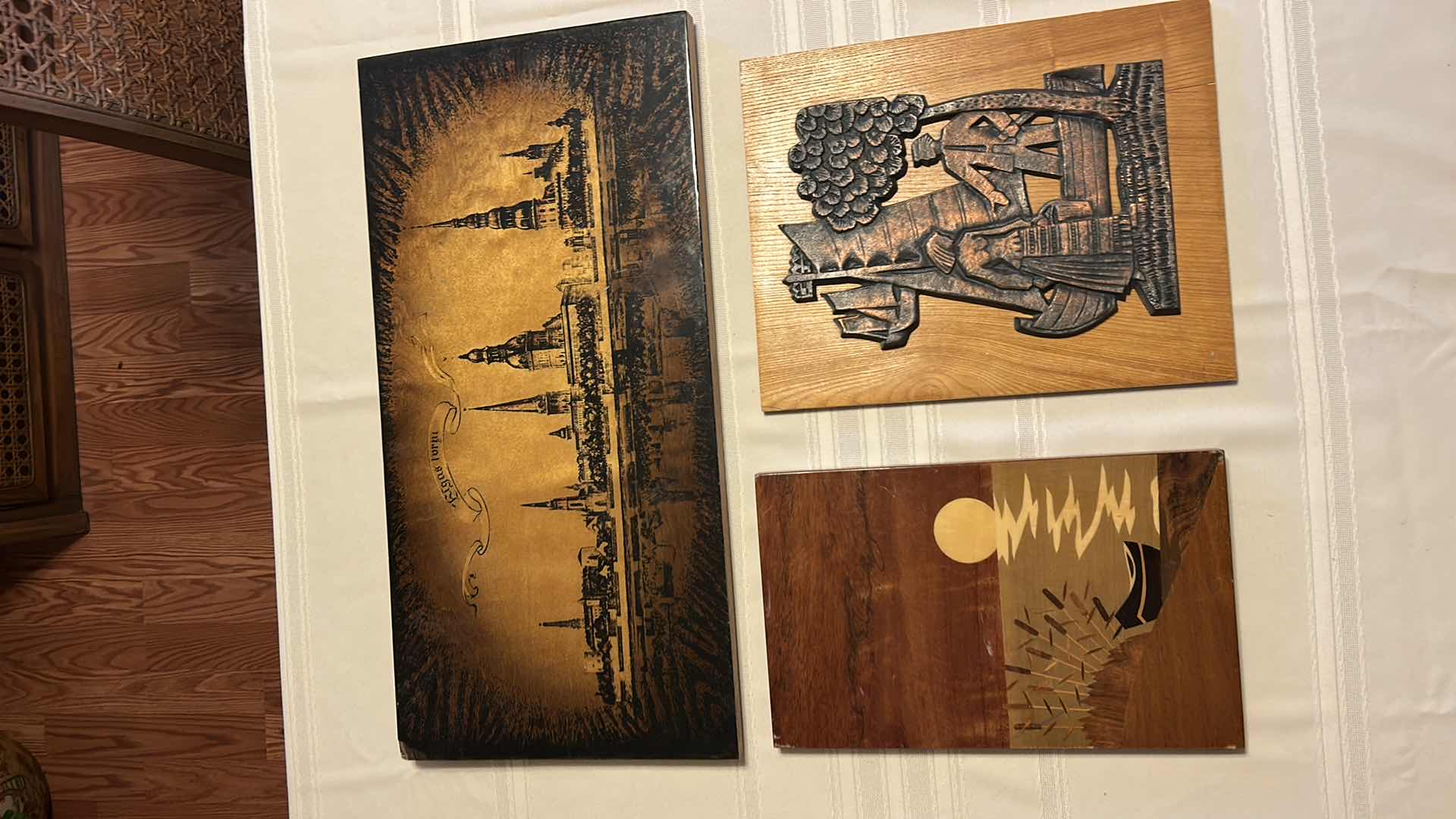 Photo 8 of ARTWORK ON WOOD, 3 PIECES, LARGEST 24” x 12”