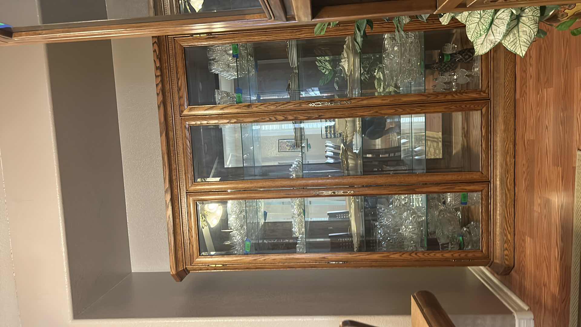 Photo 10 of LIGHTED WOOD CHINA / CURIO CABINET, MIRRORED W GLASS SHELVES, (CONTENTS NOT INCLUDED) 63” x 20” x H77”