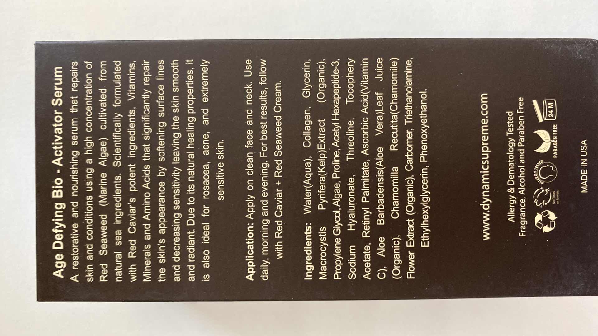 Photo 2 of NEW - DYNAMIC SUPREME AGE DEFYING BIO-ACTIVATOR SERUM - REPAIR SKIN AND CONDITIONS USING HIGH CONCENTRATION OF RED SEAWEED, REPAIRS SKIN BY SOFTENING SURFACE LINES
