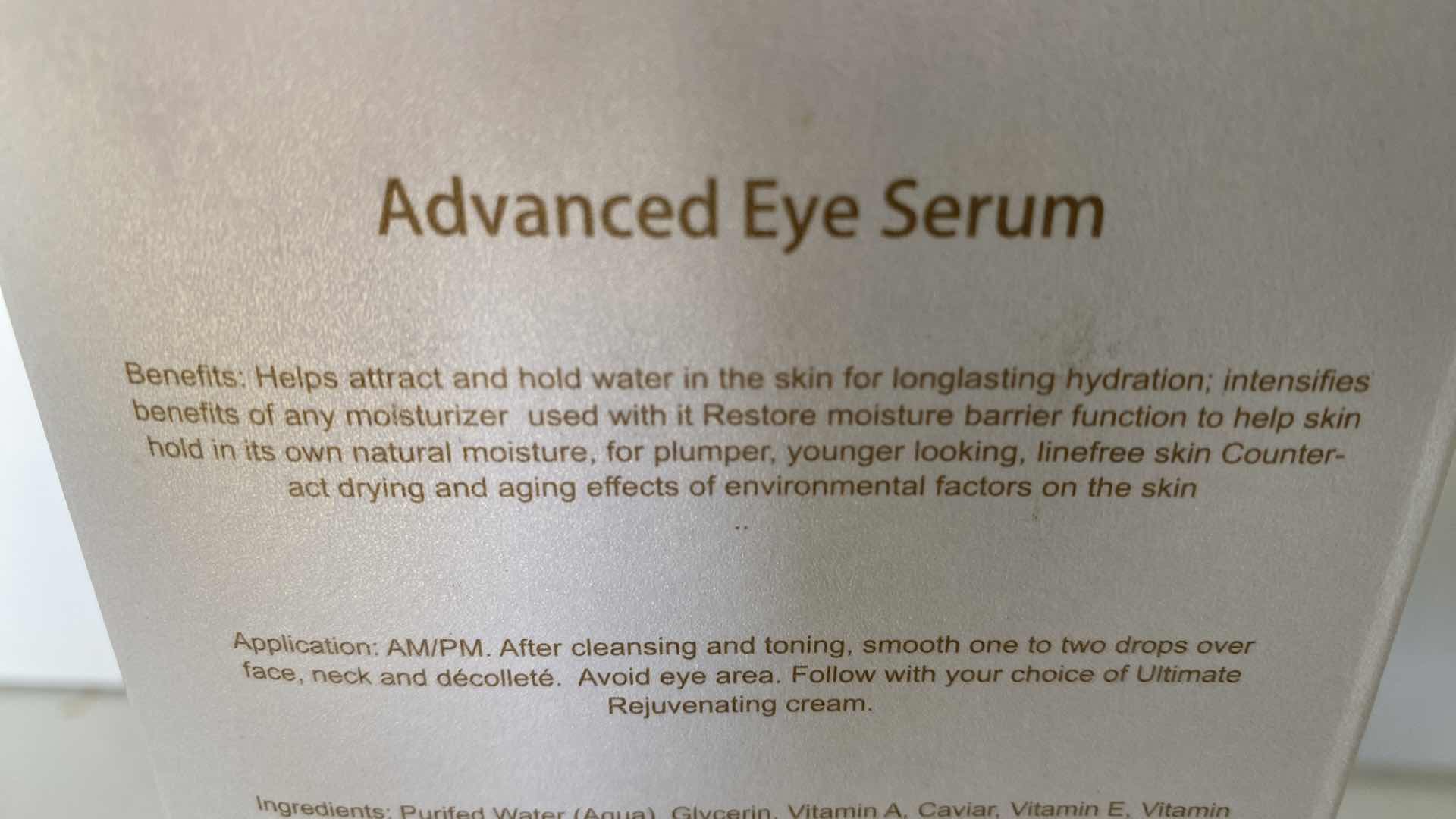 Photo 3 of NEW - D24K ADVANCED EYE SERUM - CONTOURS THE SKIN AROUND THE EYE AREA, SMOOTH SKIN TEXTURE AND REDUCE PUFFINESS AND SAGGING SKIN