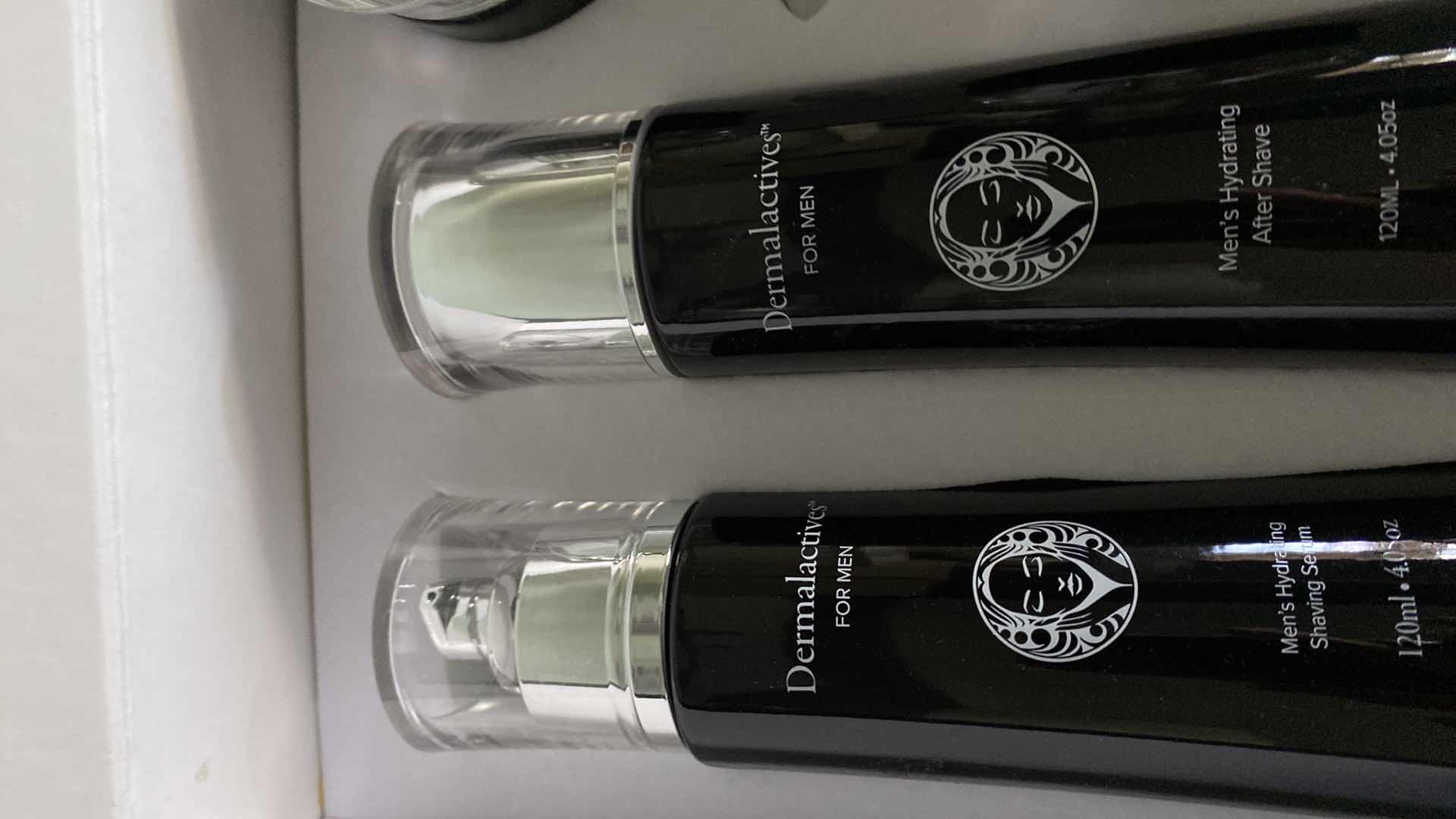 Photo 2 of DERMALACTIVES MEN’S HYDRATING 4 PIECE FACIAL COLLECTION SHAVING SERUM, AFTER SHAVE, MOISTURIZER AND FACIAL PEEL