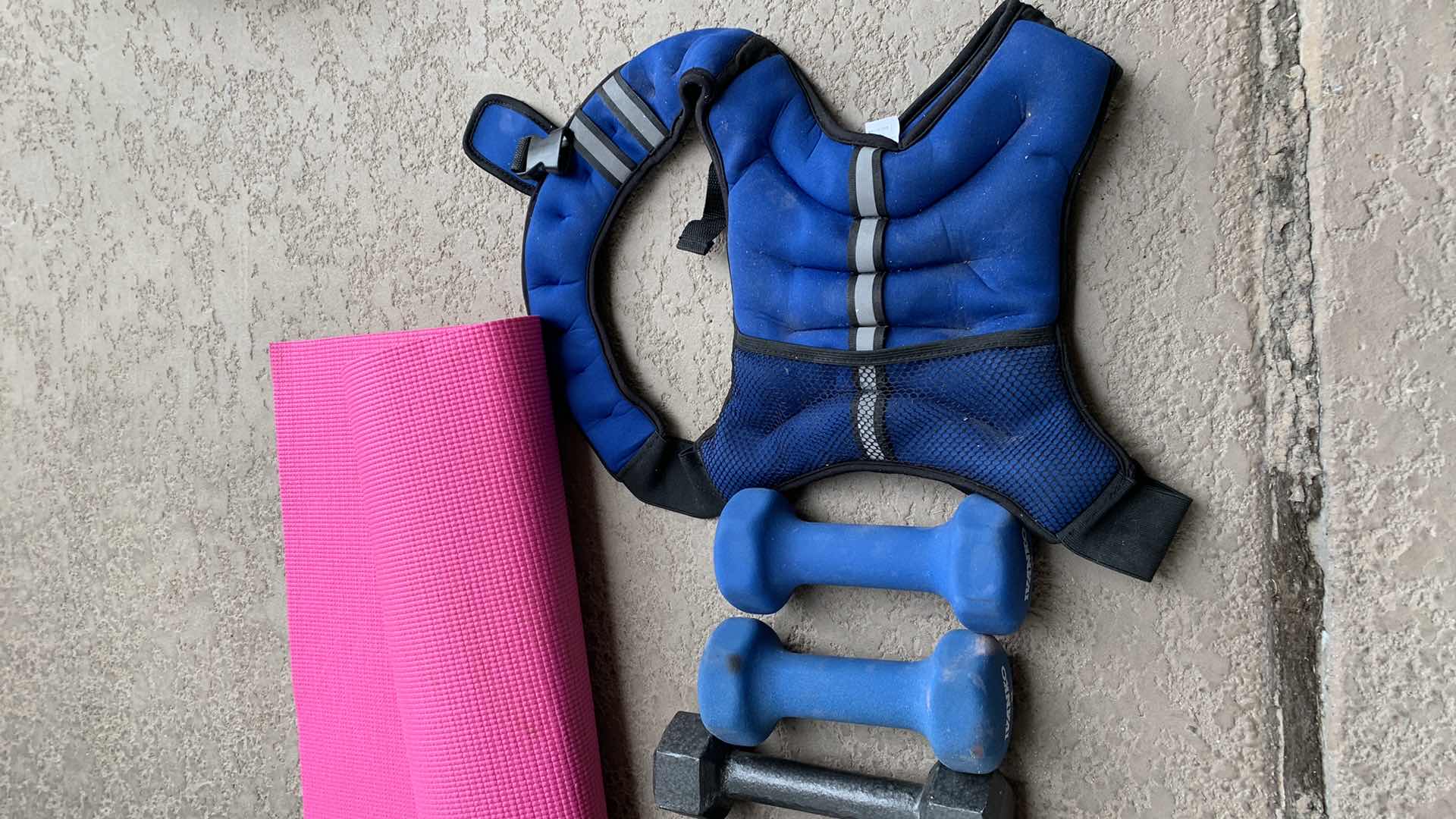 Photo 2 of DUMBBELLS, WEIGHTED BELT, AND YOGA MAT