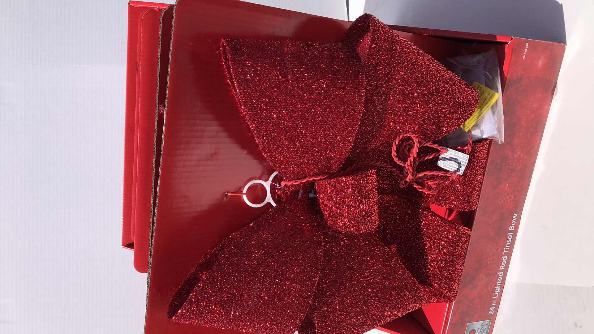 Photo 1 of 4 PACK OF 24” LIGHTED RED TINSEL BOW