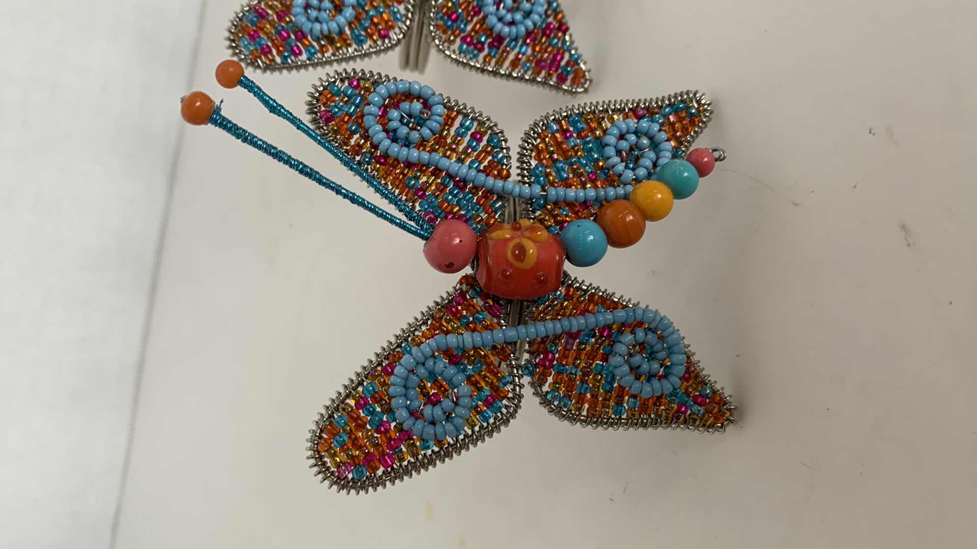 Photo 2 of 4-PIER ONE BEADED BUTTERFLY NAPKIN HOLDERS