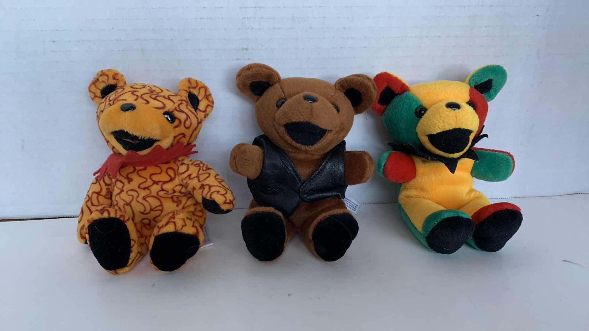 Photo 1 of 3-GREATFUL DEAD BEANIE BEARS:FIRE FLAMES, BLUES MAN, AND IRIE