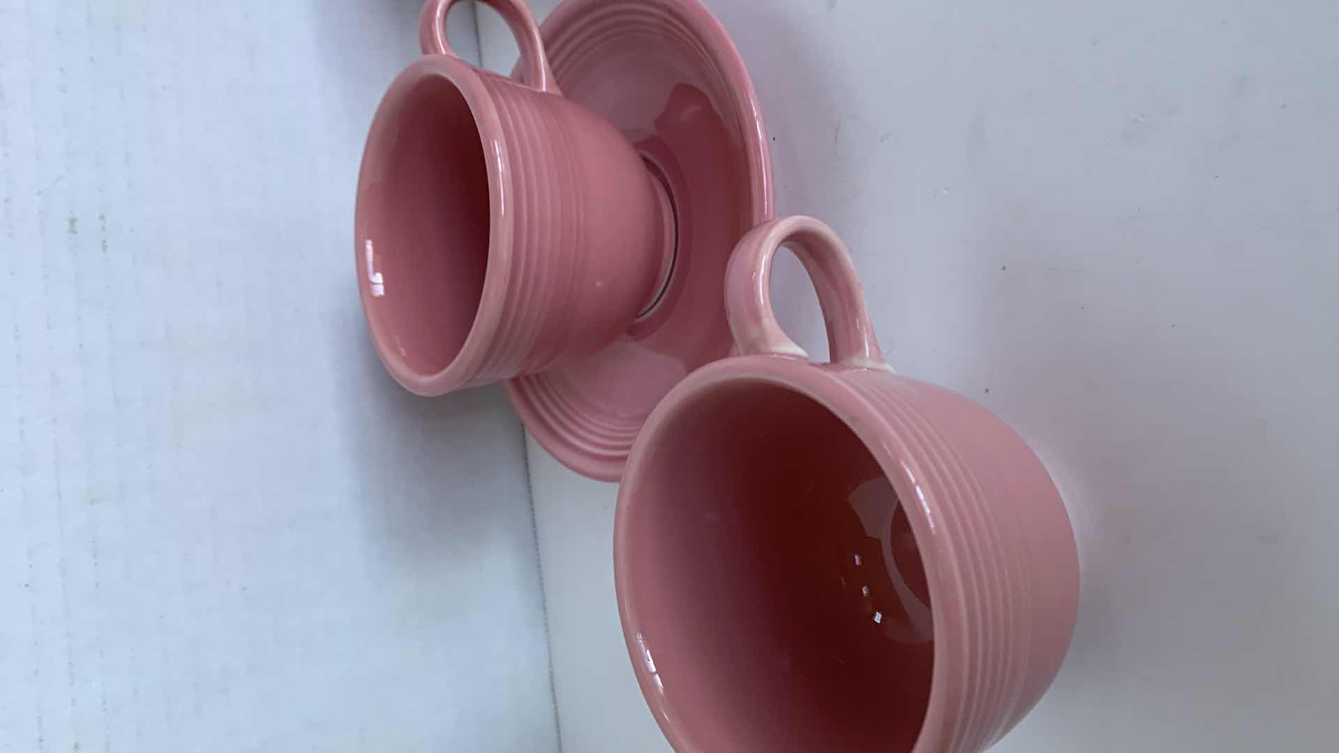 Photo 2 of VINTAGE FIESTA WARE ROSE CUPS AND SAUCERS