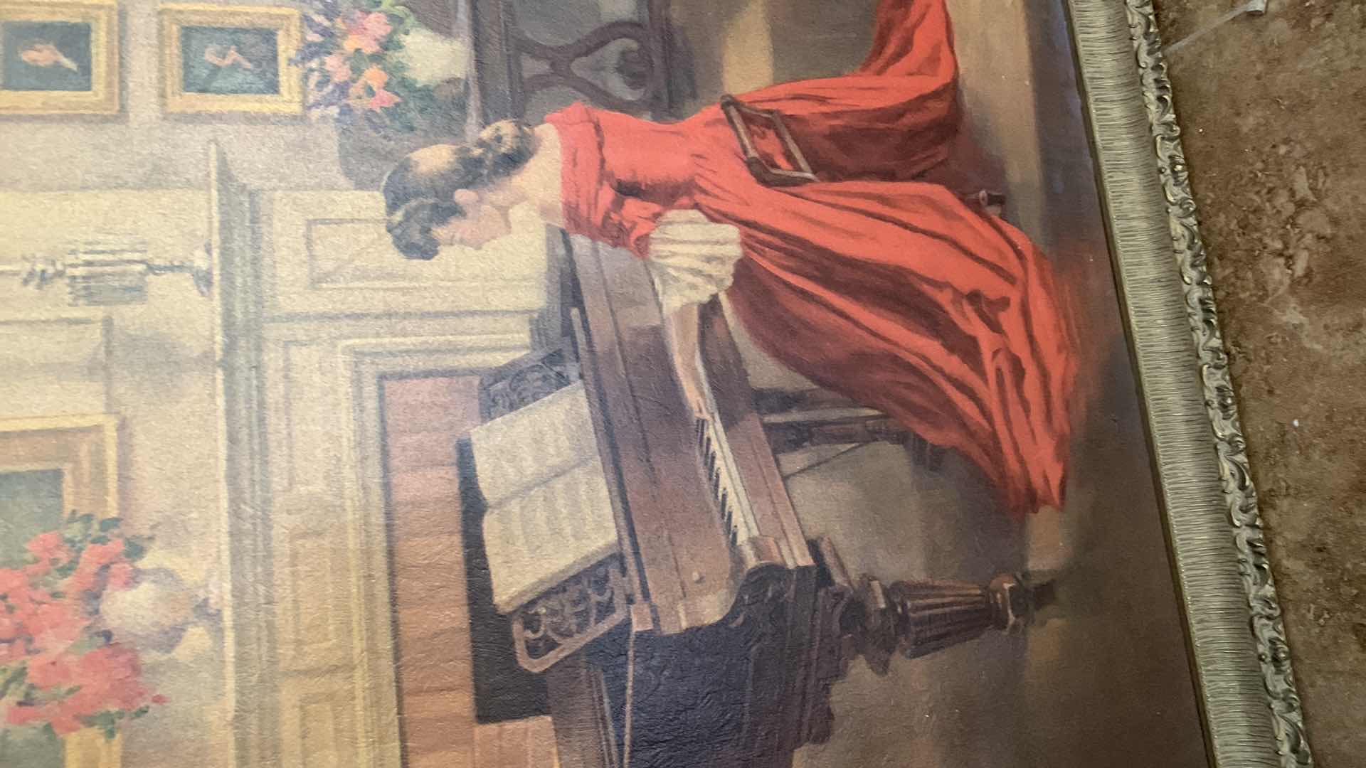 Photo 2 of VINTAGE FRAMED PRINT ANTONI DITLEF “GIRL AT THE PIANO” 32” X 27”