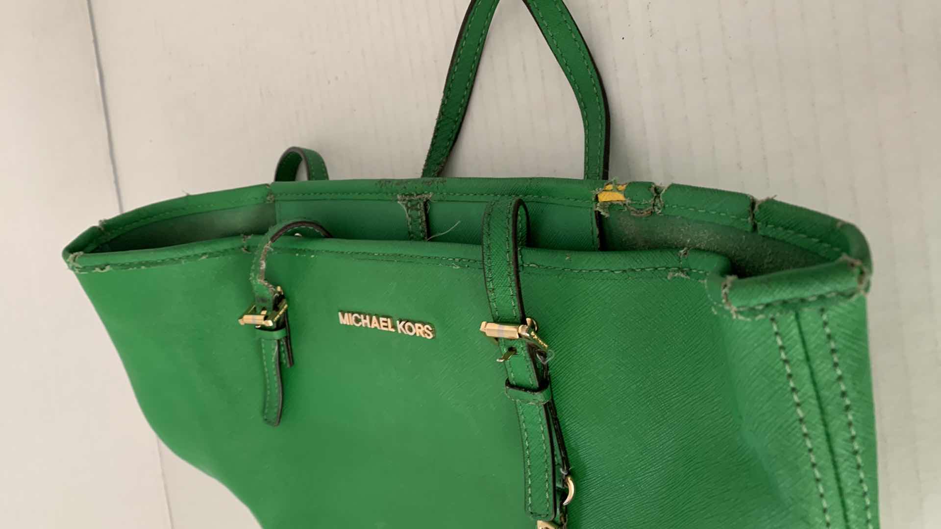 Photo 2 of MICHAEL KORS GREEN BEDFORD TOP PURSE