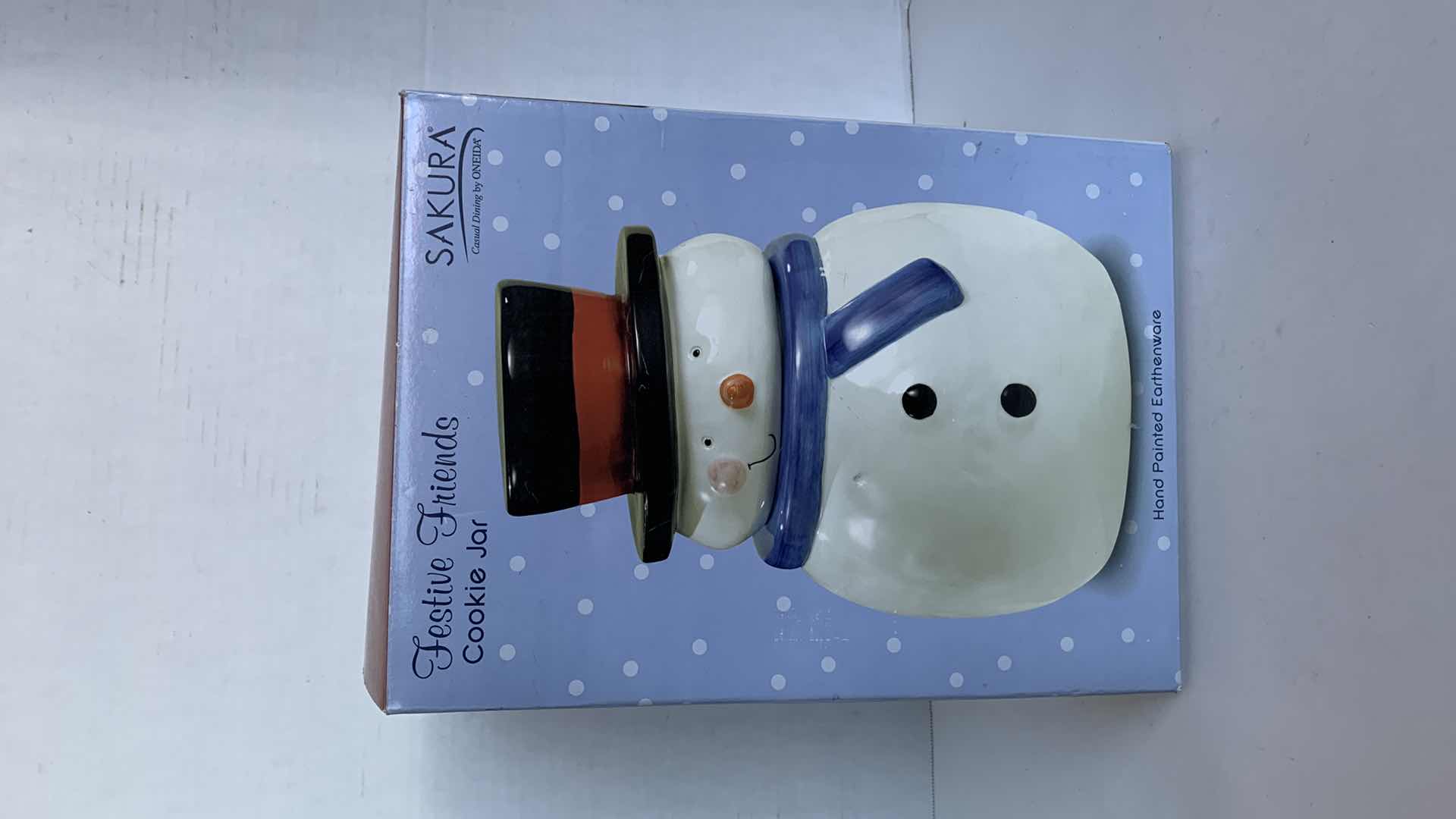 Photo 1 of SAKURA FEASTIVE FRIENDS CHRISTMAS SNOWMAN HAND PAINTED EARTHENWARE COOKIE JAR