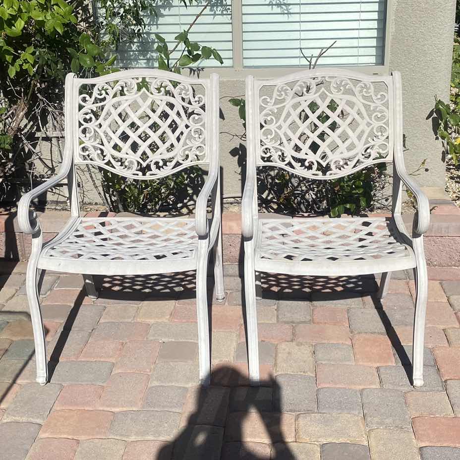 Photo 1 of 2- WROUGHT IRON PATIO ARM CHAIRS