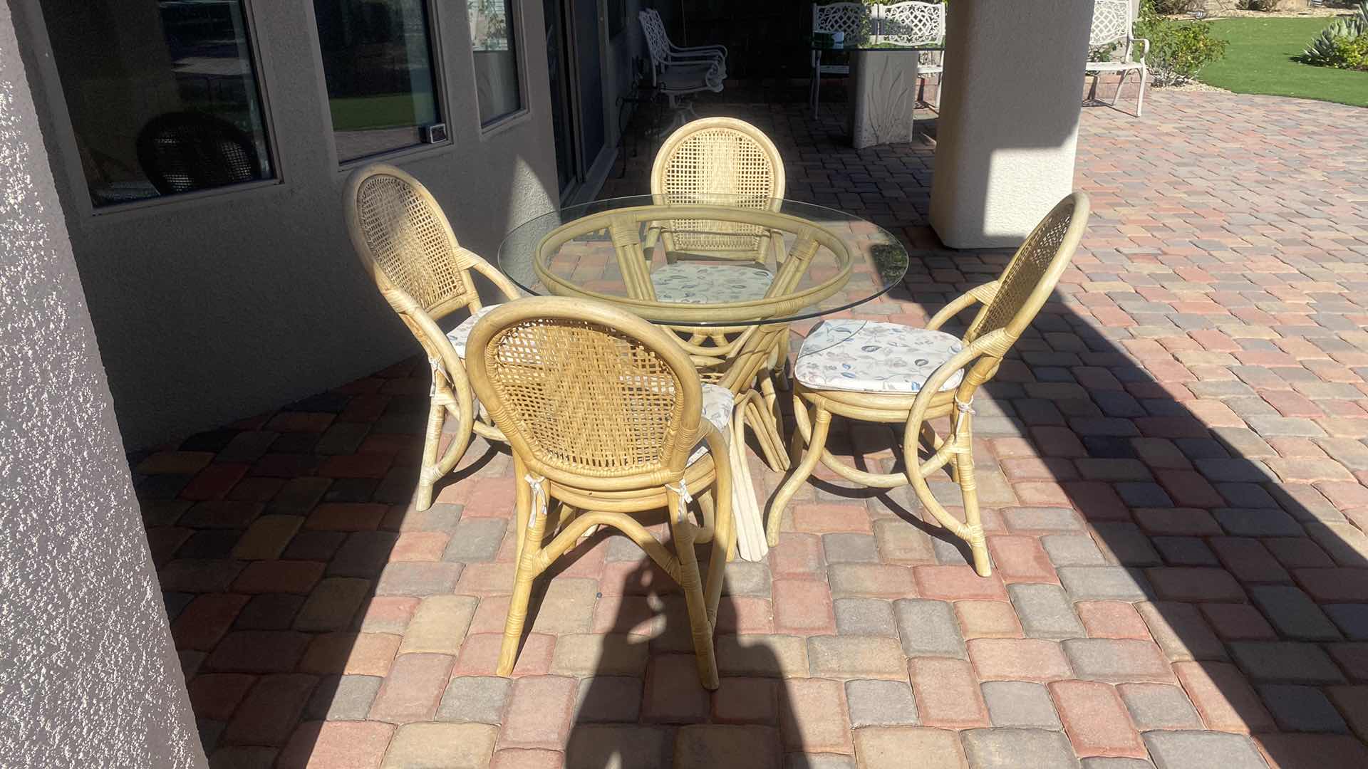 Photo 2 of BAMBOO REED GLASS TOP TABLE WITH 4 CHAIRS