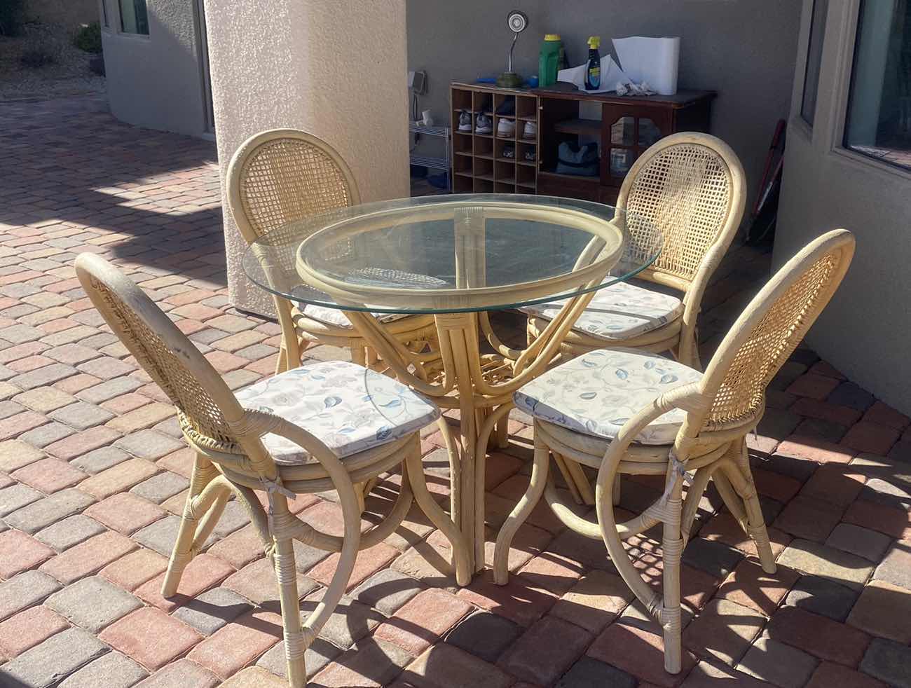 Photo 1 of BAMBOO REED GLASS TOP TABLE WITH 4 CHAIRS