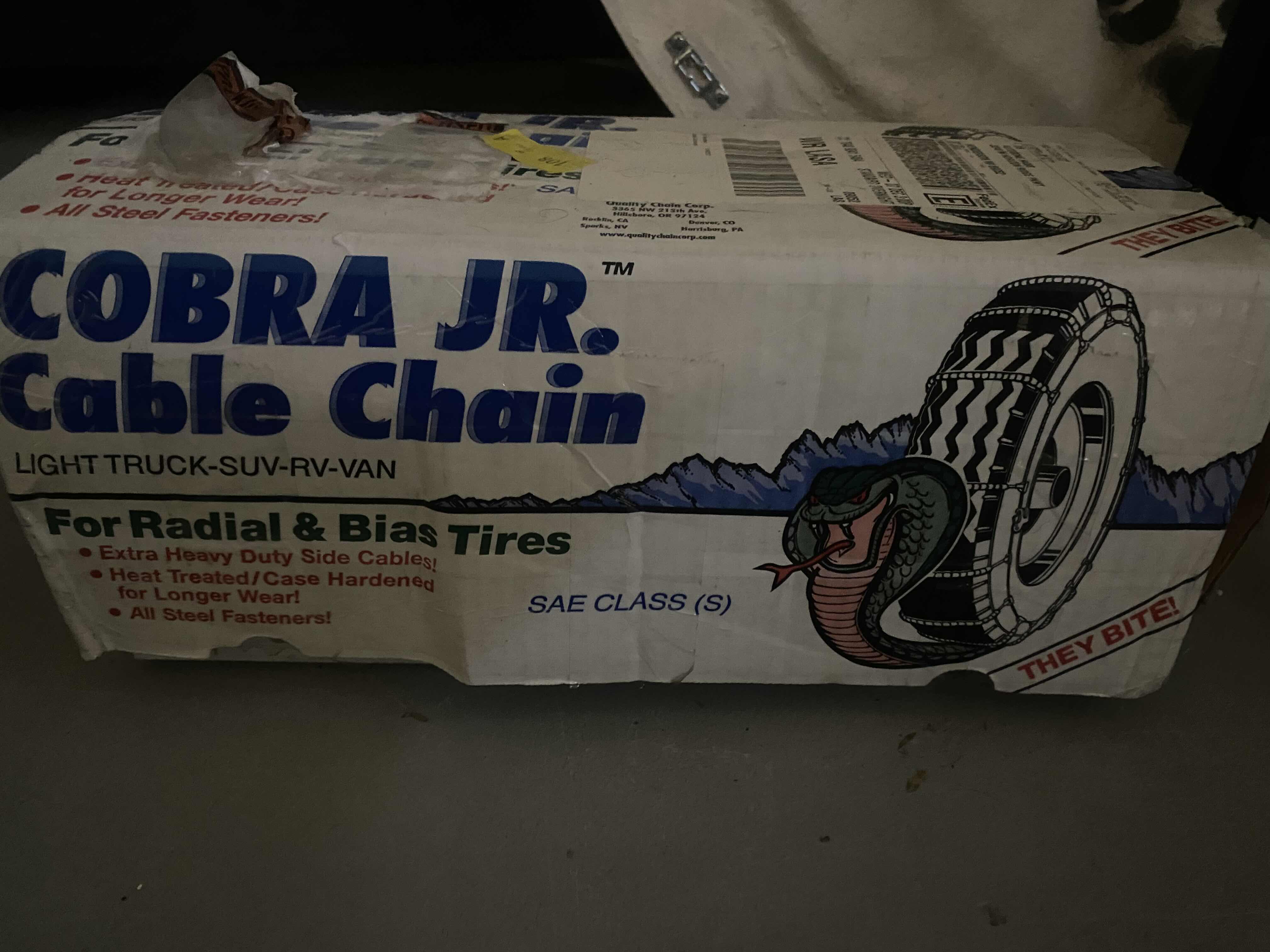Photo 1 of COBRA JR. TIRE CHAINS FOR LIGHT TRUCK SEE PICS FOR SIZE INFO