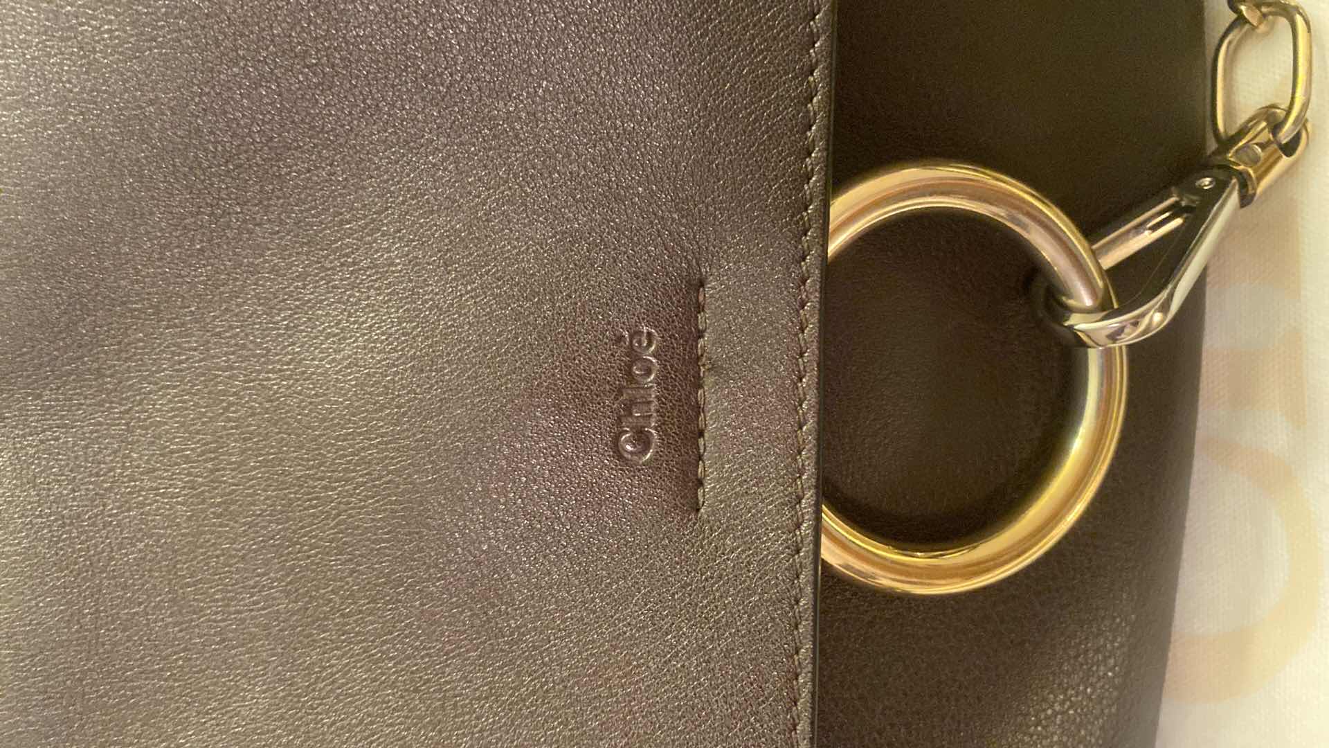 Photo 10 of AUTHENTIC GENTLY LOVED CHLOE MEDIUM FAYE DAY BAG  IN CARBON BROWN WITH TAG AND AUTHENTICATION PAPERWORK AND DUST BAG