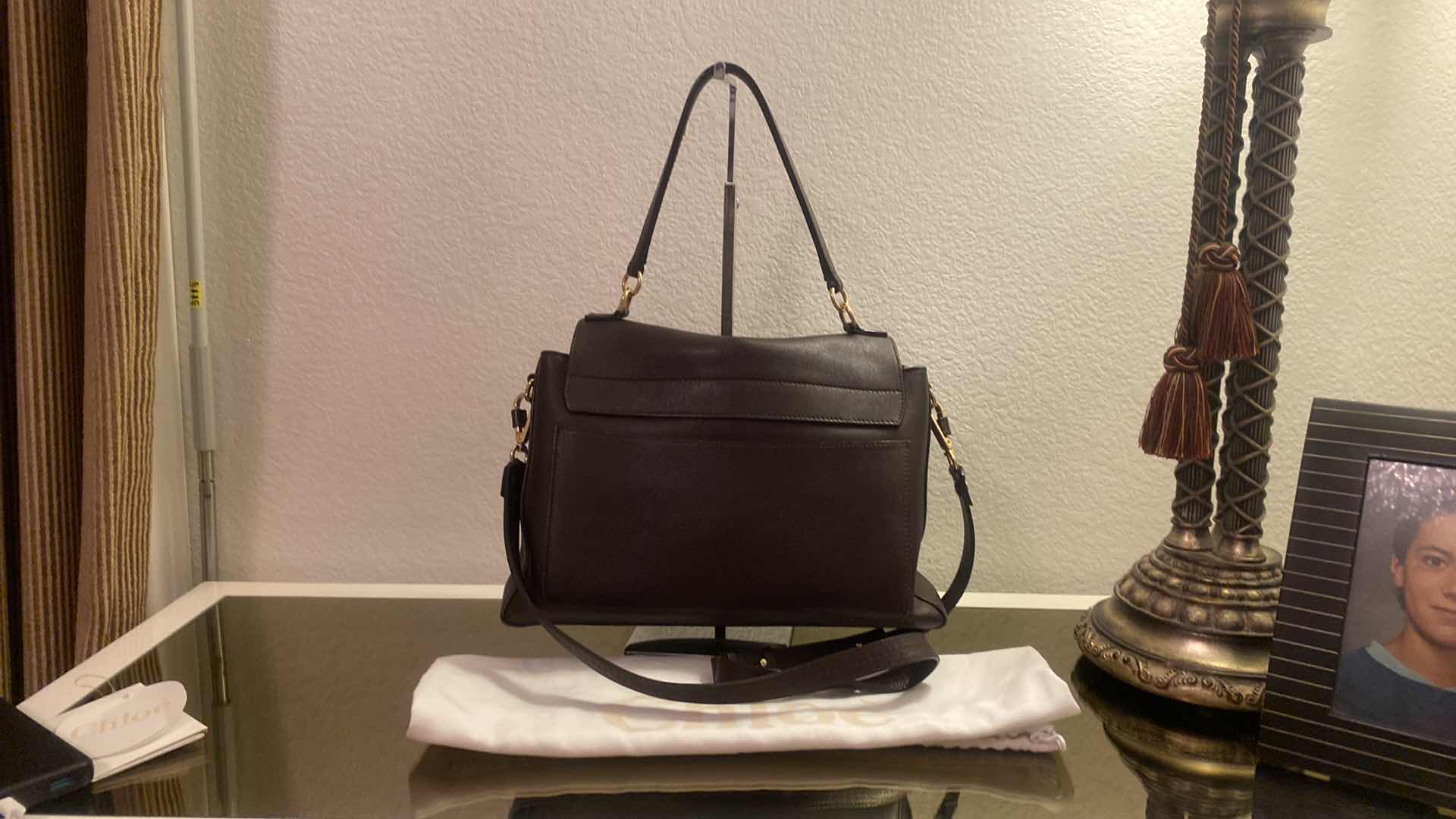 Photo 8 of AUTHENTIC GENTLY LOVED CHLOE MEDIUM FAYE DAY BAG  IN CARBON BROWN WITH TAG AND AUTHENTICATION PAPERWORK AND DUST BAG