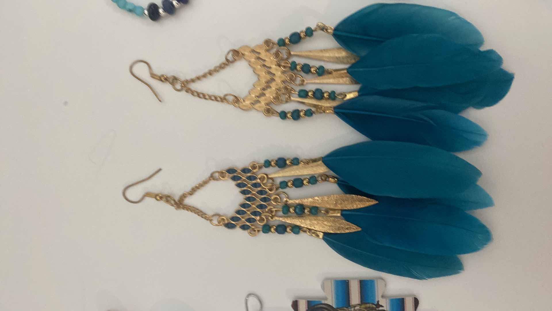 Photo 3 of 2 PAIRS TURQUOISE EARRINGS AND 3 WESTERN COSTUME JEWELRY