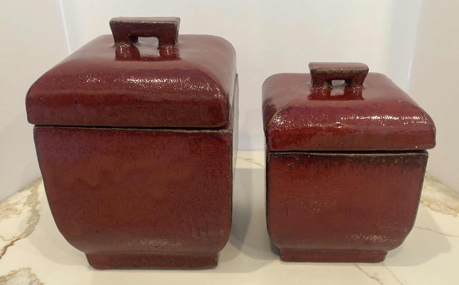 Photo 1 of RED CANISTERS (VERY HEAVY) LARGEST 8“ x 11 3/4”