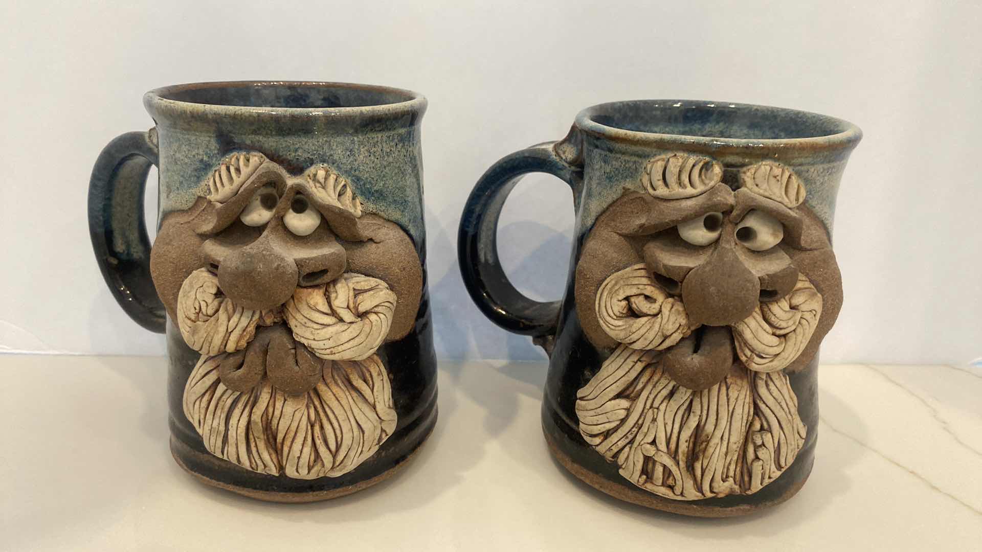 Photo 1 of PAIR OF CLAY POTTERY HAND MADE MUGS FROM SAN FRANCISCO H 5.5”