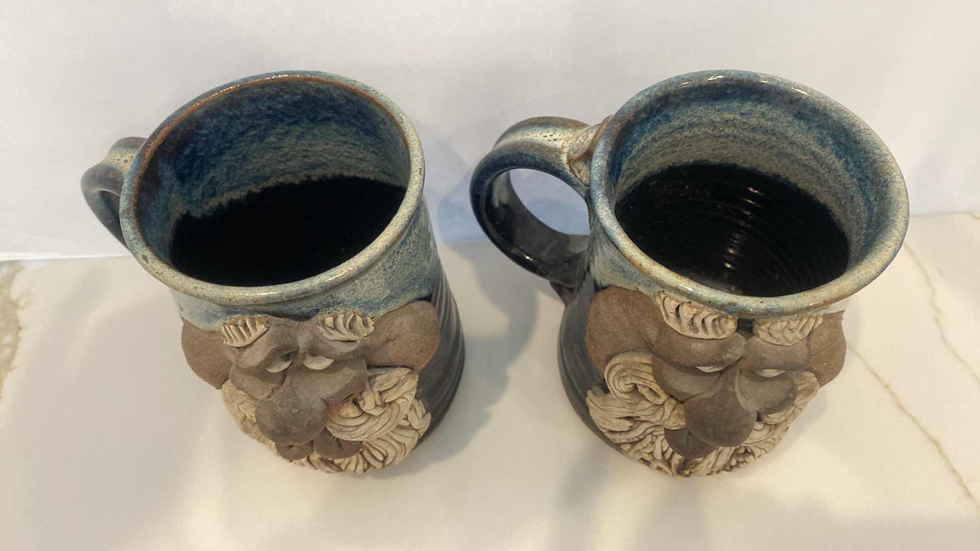 Photo 2 of PAIR OF CLAY POTTERY HAND MADE MUGS FROM SAN FRANCISCO H 5.5”