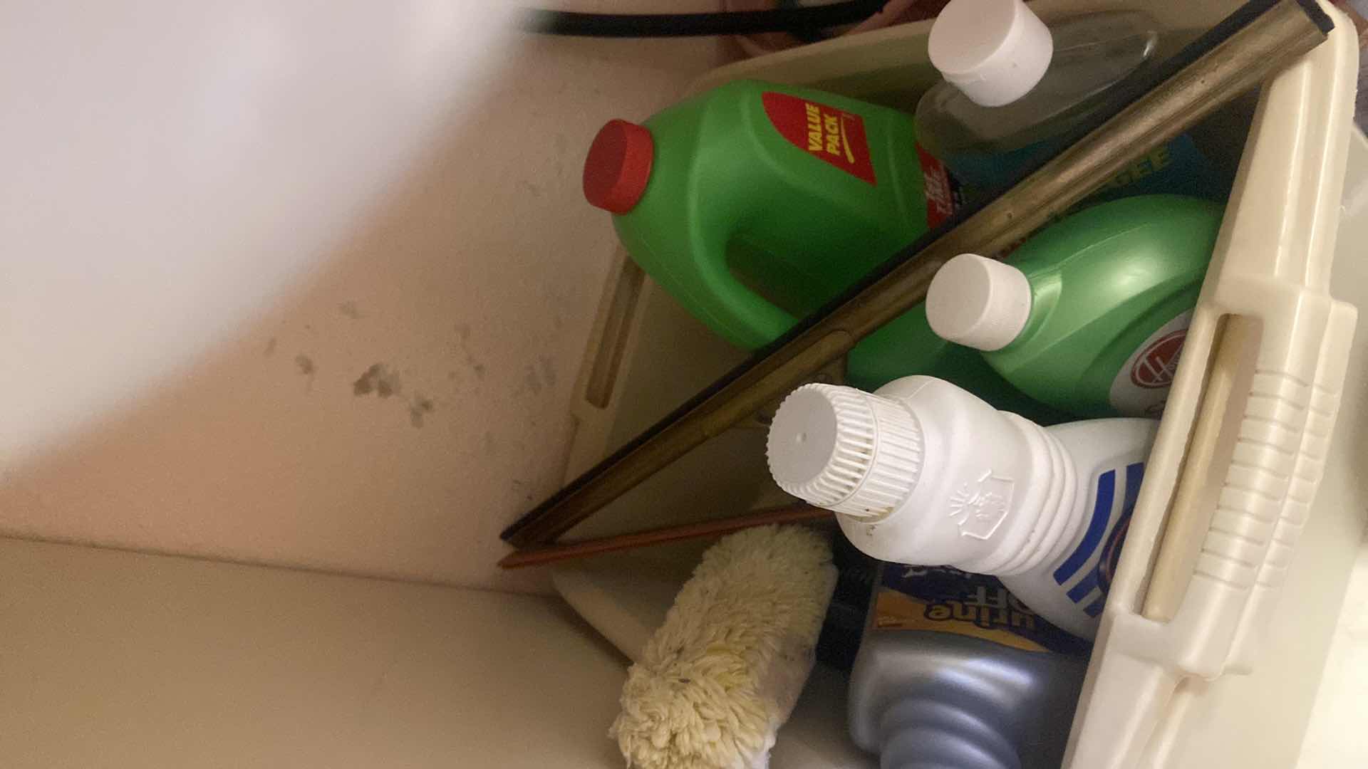 Photo 4 of CONTENTS OF LAUNDRY ROOM CABINET - UNDER SINK CLEANING SUPPLIES AND TOWELS