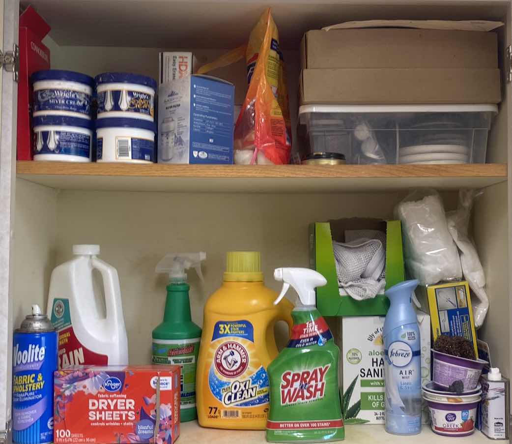 Photo 1 of CONTENTS OF LAUNDRY ROOM CABINET - LAUNDRY SUPPLIES & CLEANING SUPPLIES