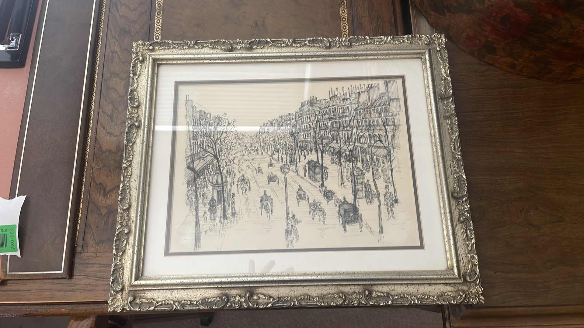 Photo 2 of FRAMED SIGNED PARIS SIREEI SCENE ARTWORK 17" X 13"