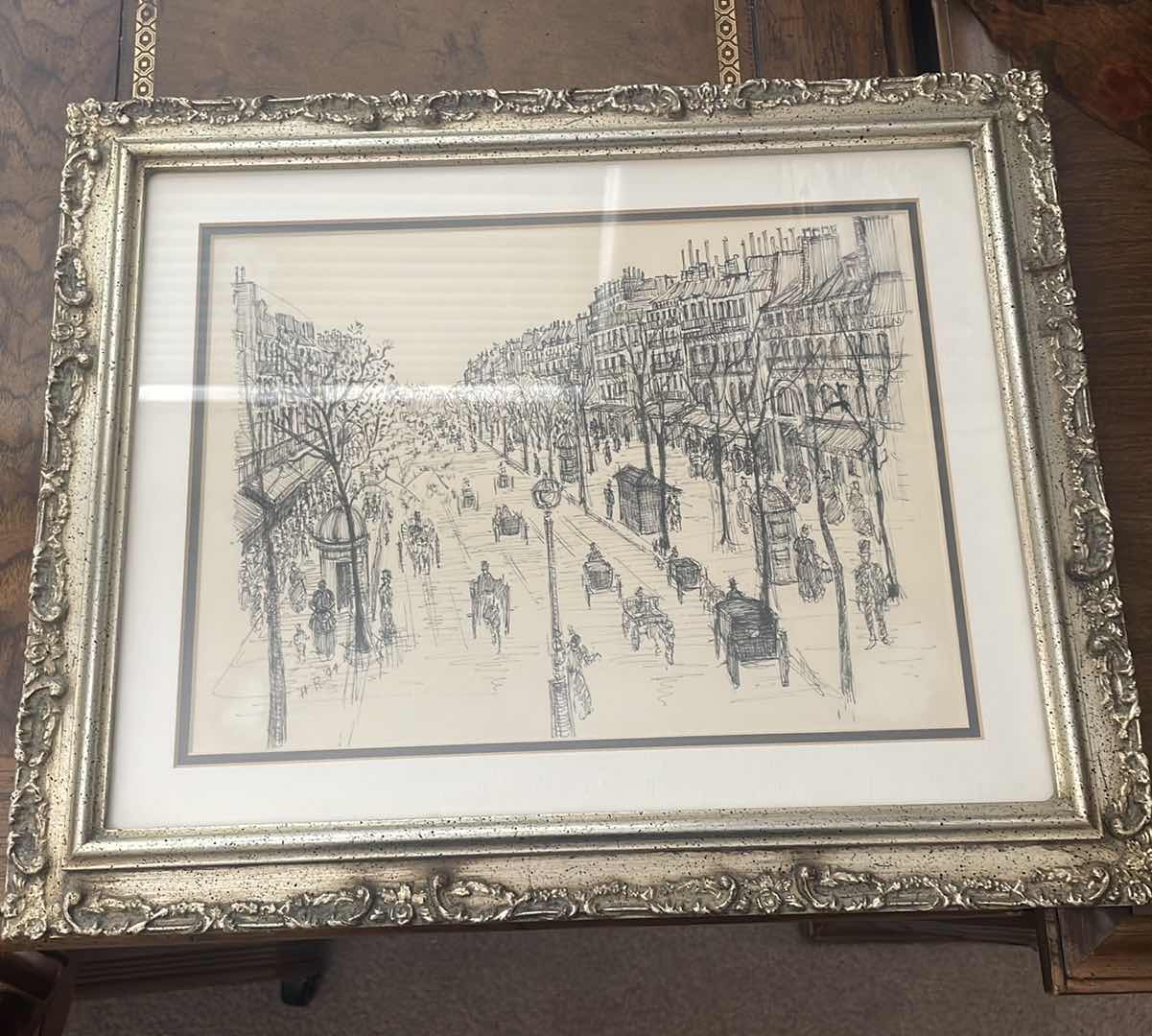 Photo 1 of FRAMED SIGNED PARIS SIREEI SCENE ARTWORK 17" X 13"