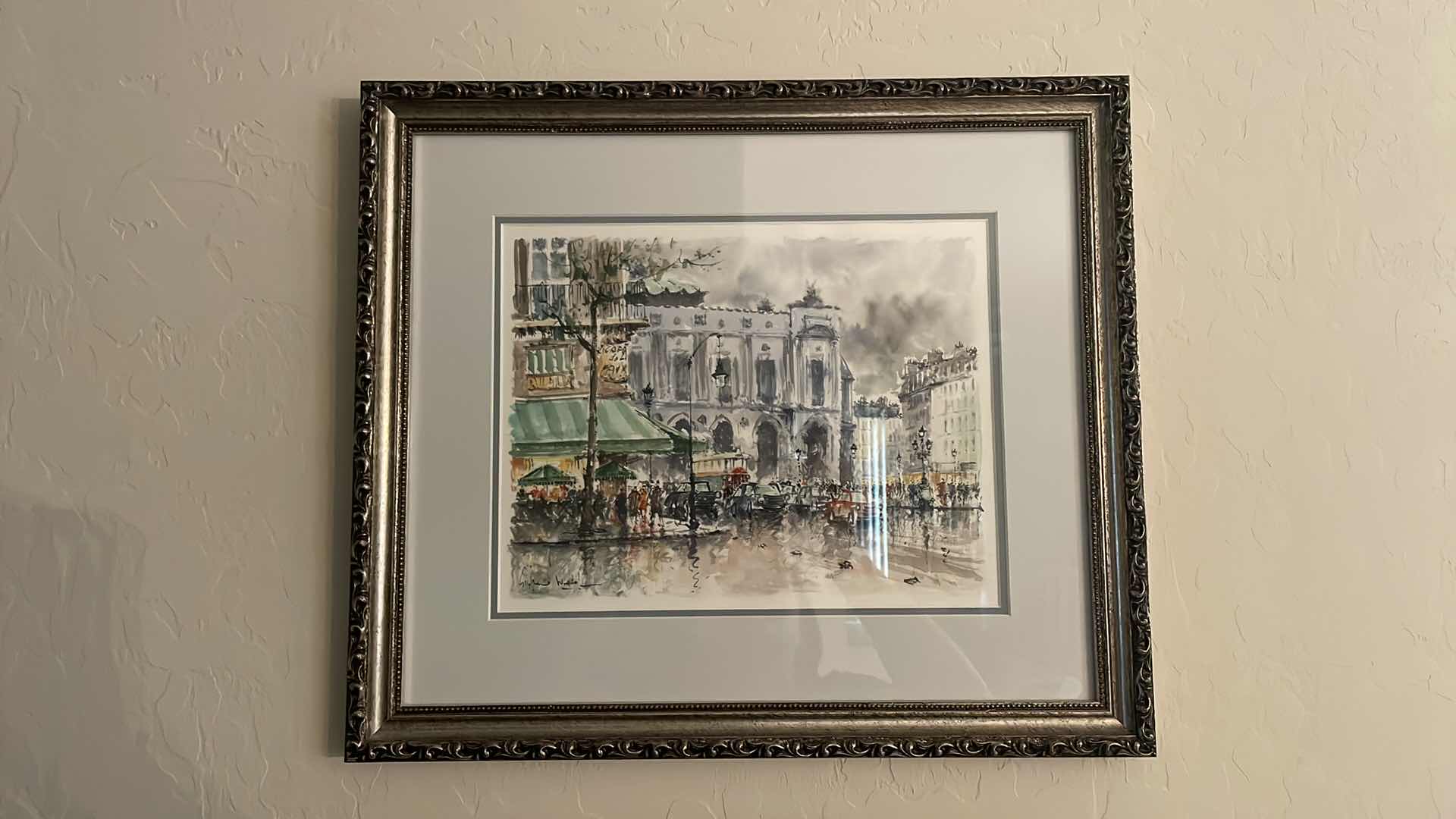 Photo 2 of FRAMED SIGNED  PARIS ARTWORK SCENE 17" X 19"