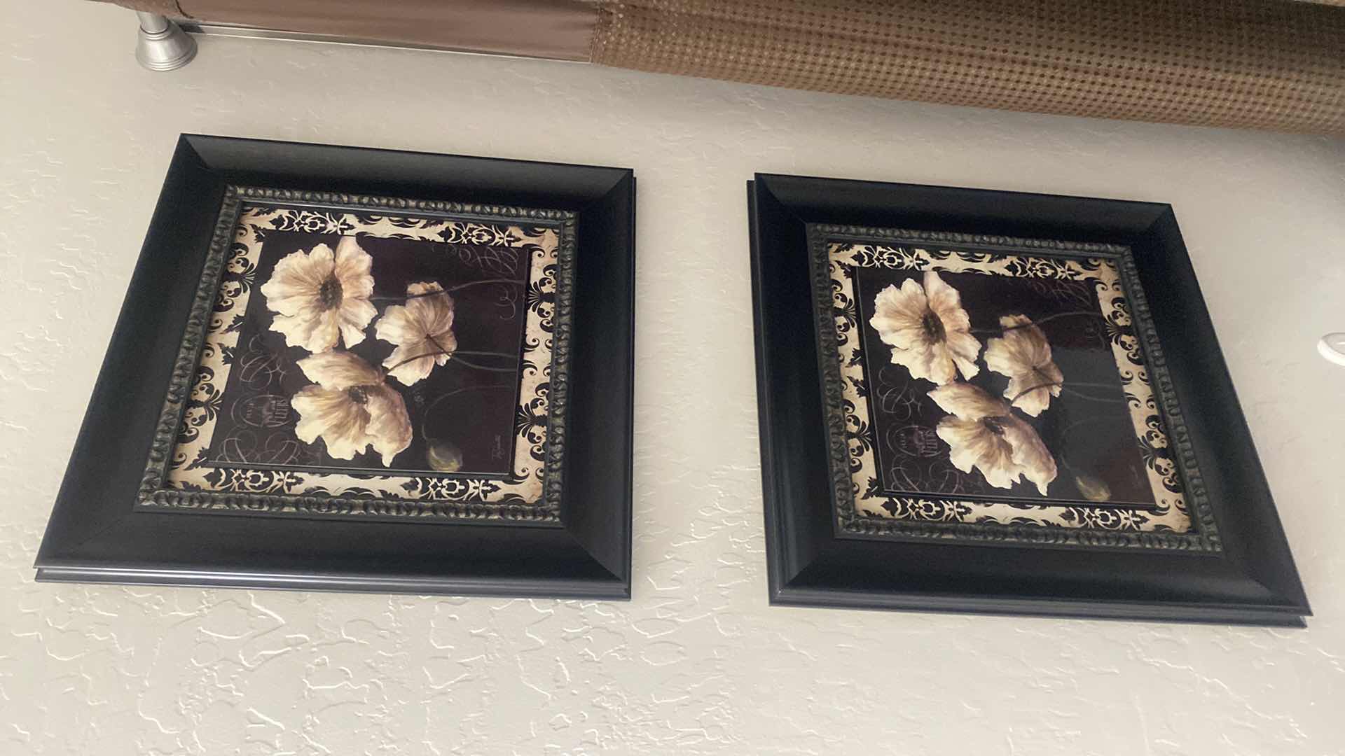 Photo 2 of 2-FRAMED FLORAL PLAQUES ARTWORK 17” x 17”