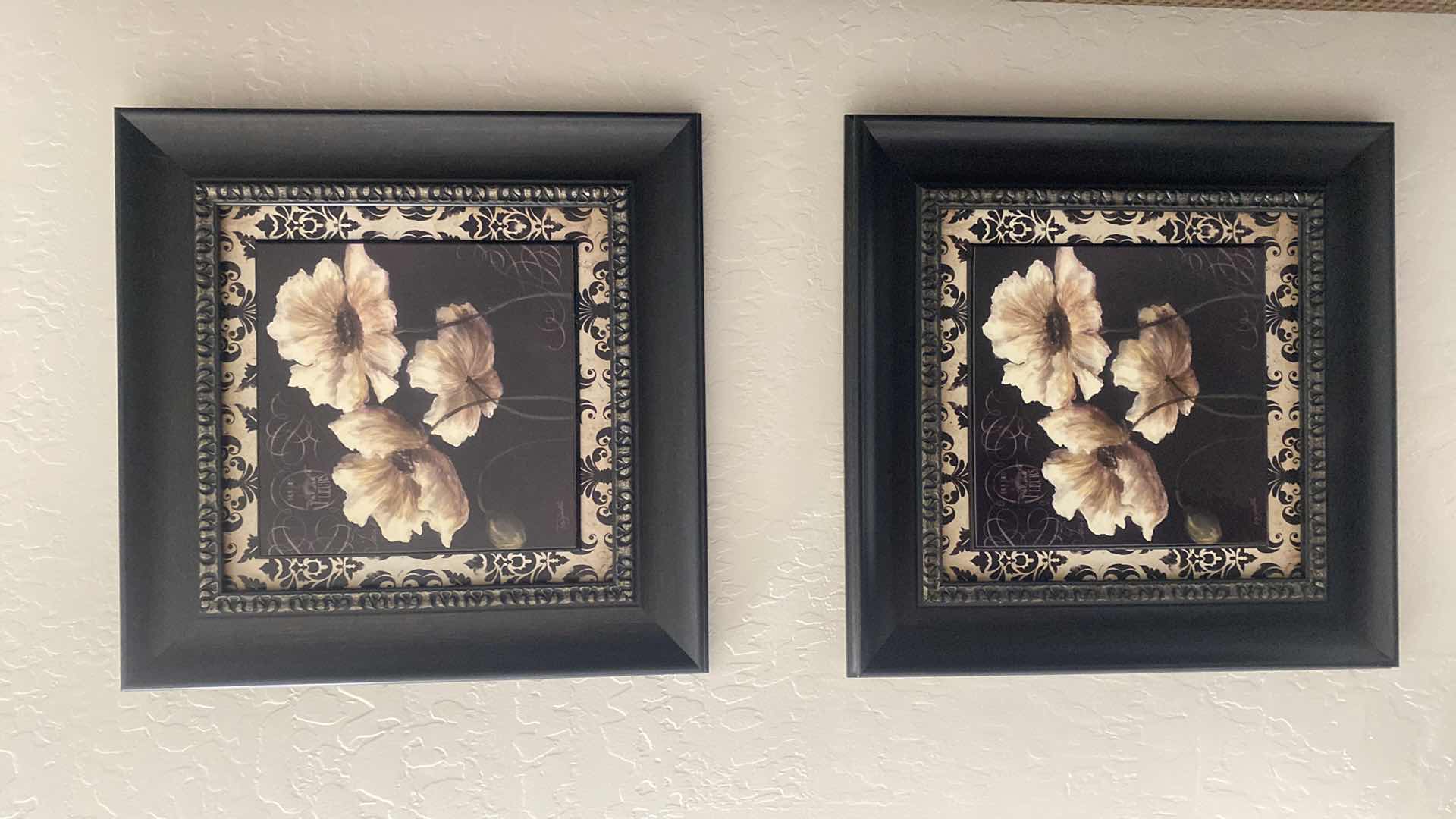 Photo 1 of 2-FRAMED FLORAL PLAQUES ARTWORK 17” x 17”