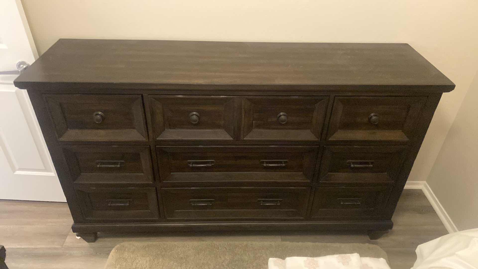 Photo 1 of DARK WOOD 9 DRAWER DRESSER  WITH DOVETAIL CONSTRUCTION 68“ x 18“ H40”