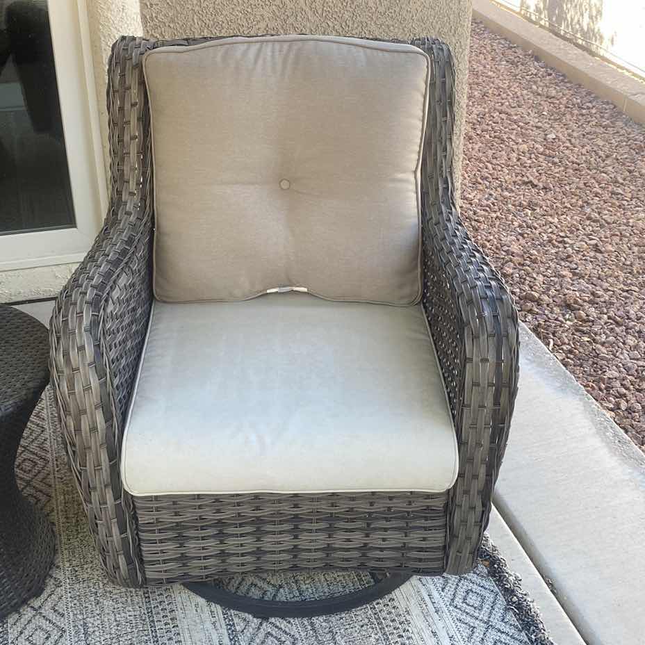 Photo 1 of RATTAN SWIVEL PATIO CHAIR WITH CUSHION (2 Available sold separately) chair cover included