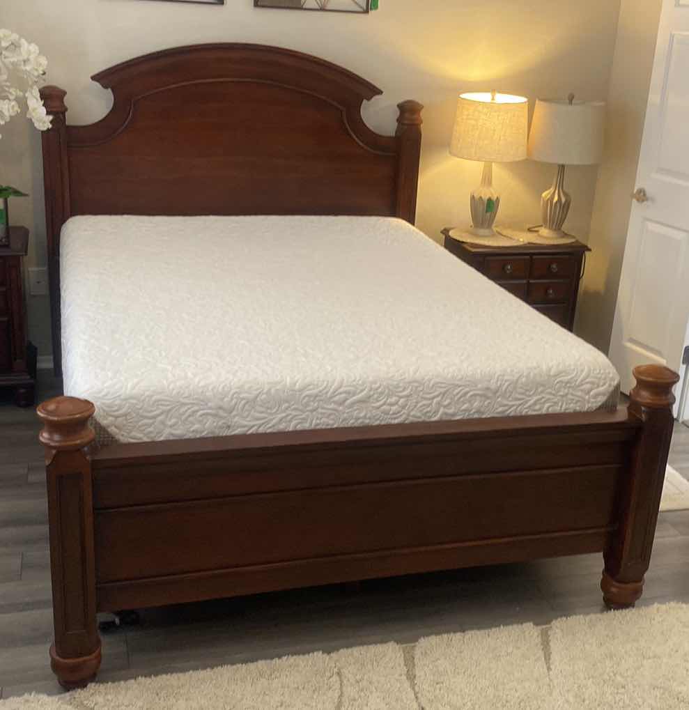 Photo 1 of DARK WOOD QUEEN TRADITIONAL BED 65” x 89 1/2” H58” (mattress and boxspring sold separately)