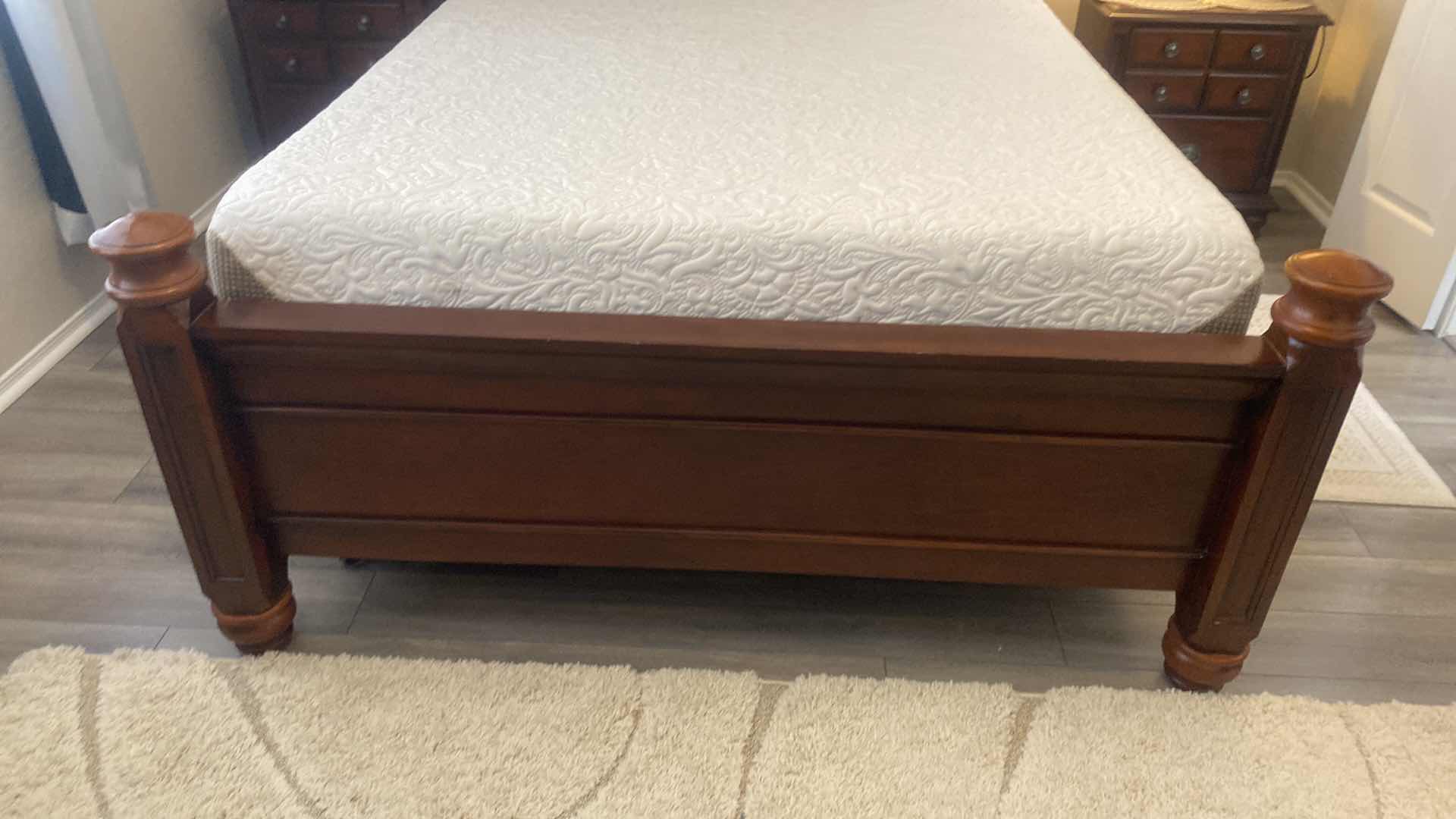 Photo 4 of DARK WOOD QUEEN TRADITIONAL BED 65” x 89 1/2” H58” (mattress and boxspring sold separately)