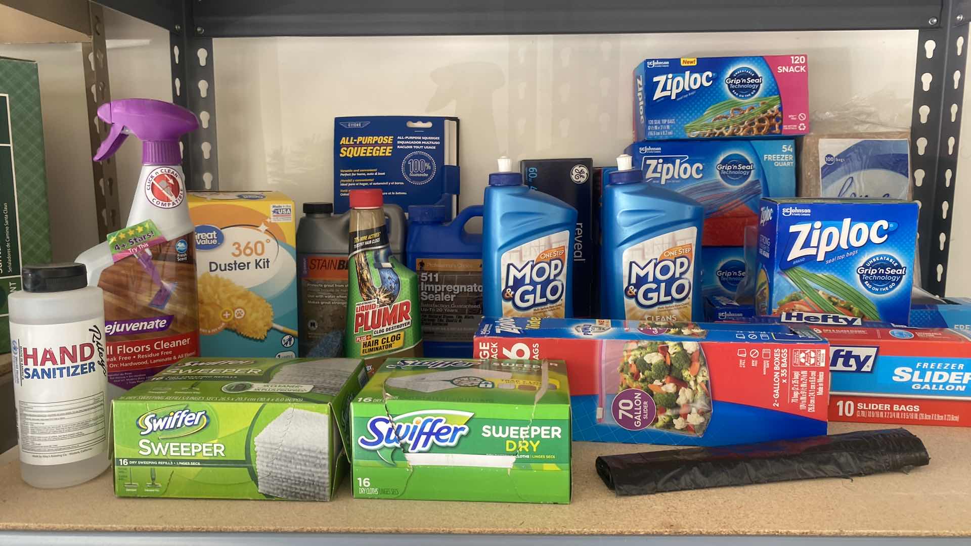 Photo 1 of GARAGE SHELF-CLEANING SUPPLIES & ZIPLOCK BAGS