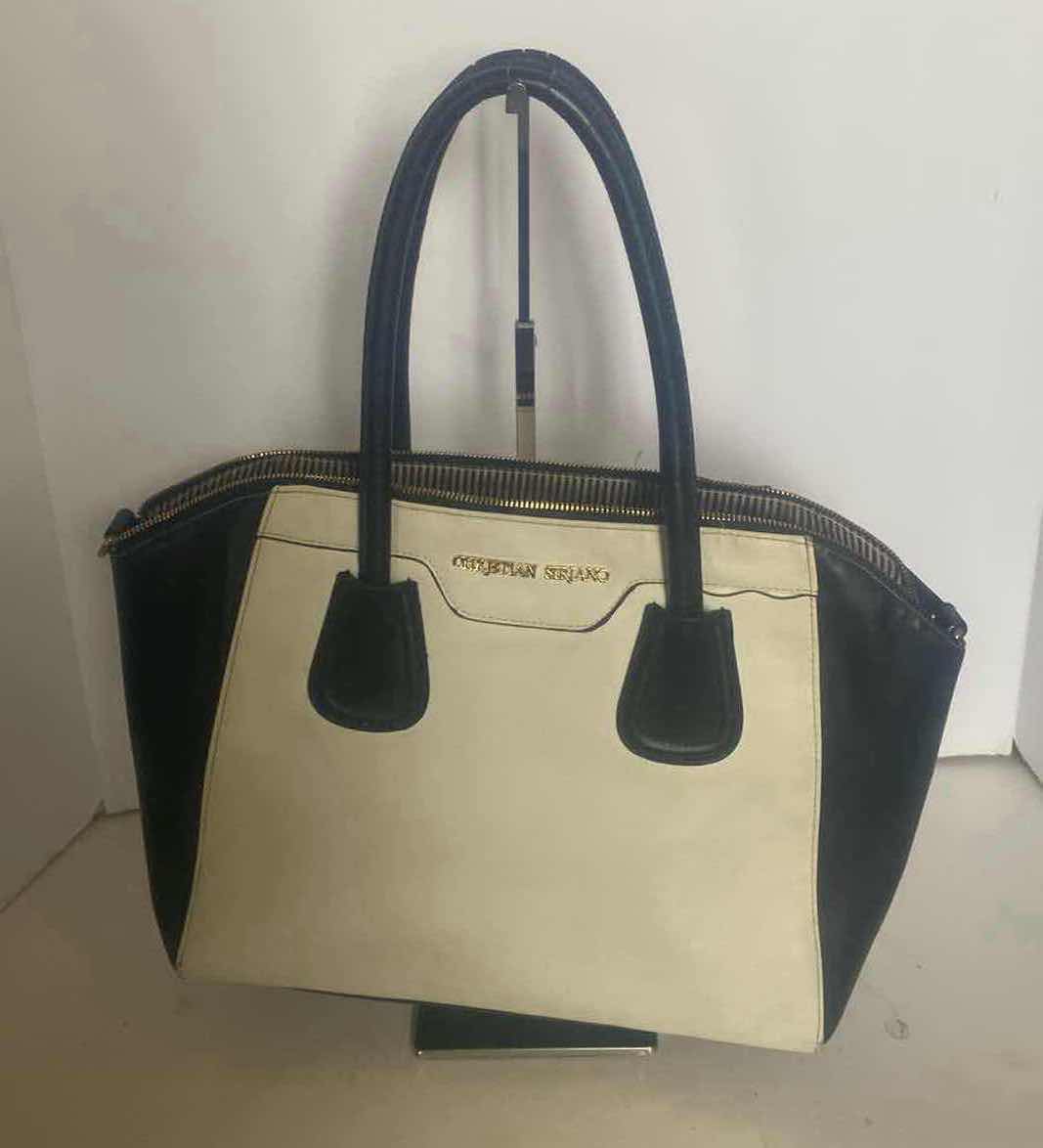 Photo 1 of CHRISTIAN SIRIANO CREAM & BLACK LEATHER TOTE HANDBAG