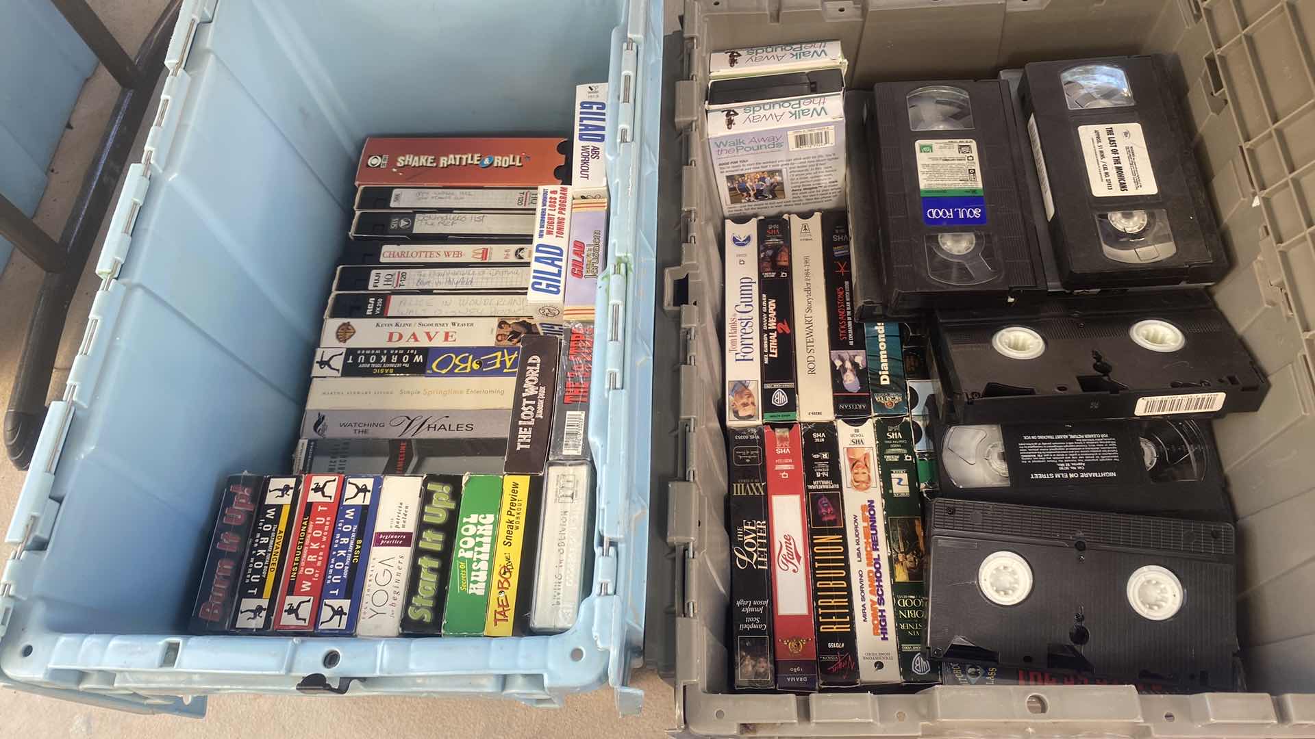 Photo 1 of 2-TOTES VHS TAPES VARIOUS MOVIES & FITNESS